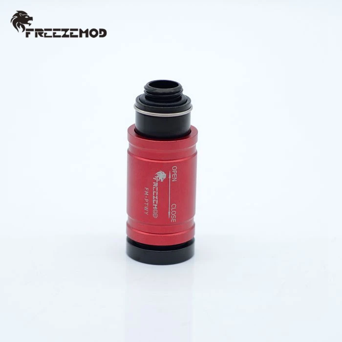 FREEZEMOD Internal and External Tooth Flat Push Stop Valve Copper Water Tank Install Adjustable Water Flow Black/silver /FM-PTWY