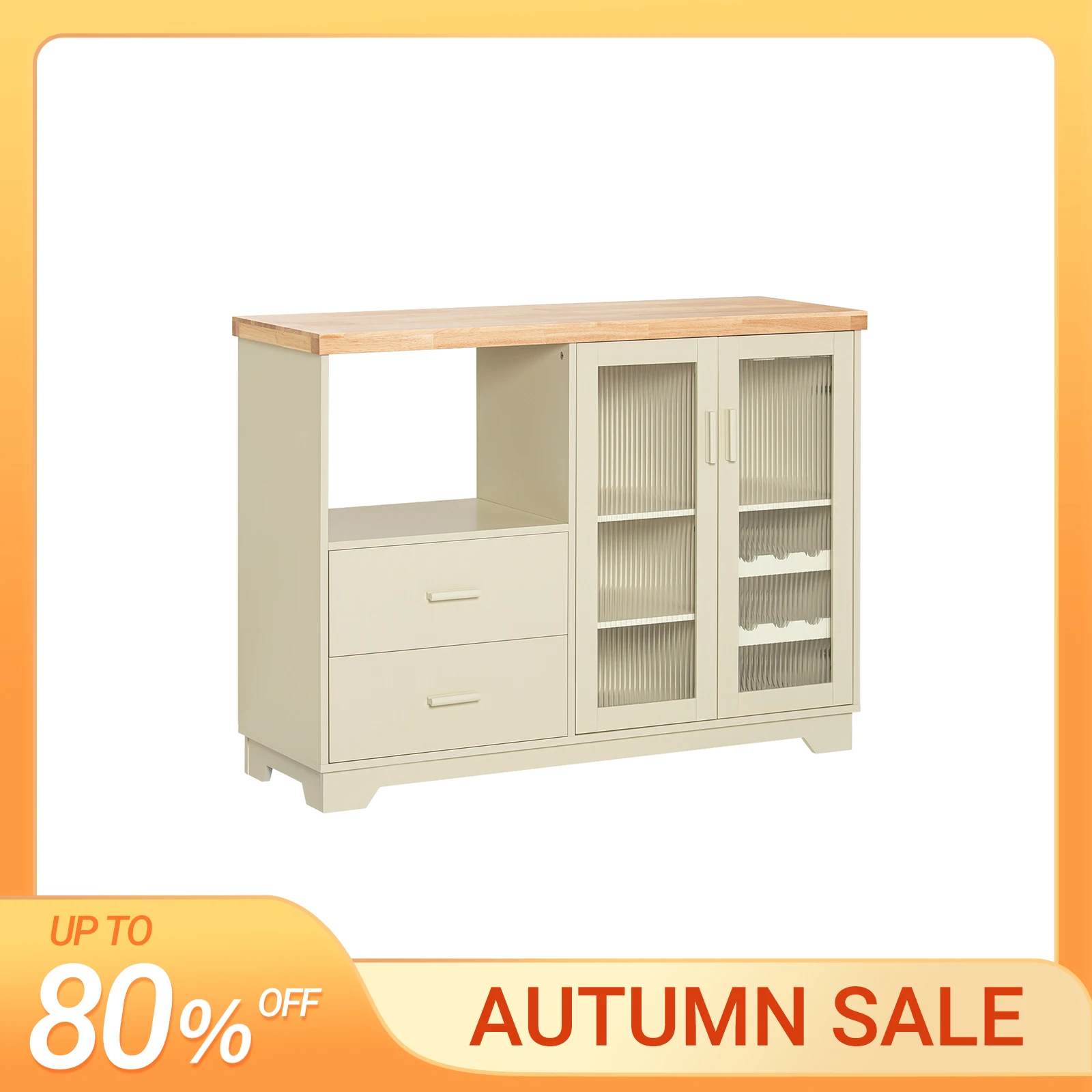 SoBuy FSB81 Credenza a buffet con 2 ante in vetro Armadio da cucina Armadio comò Armadio da corridoio Armadio laterale Armadio per microonde
