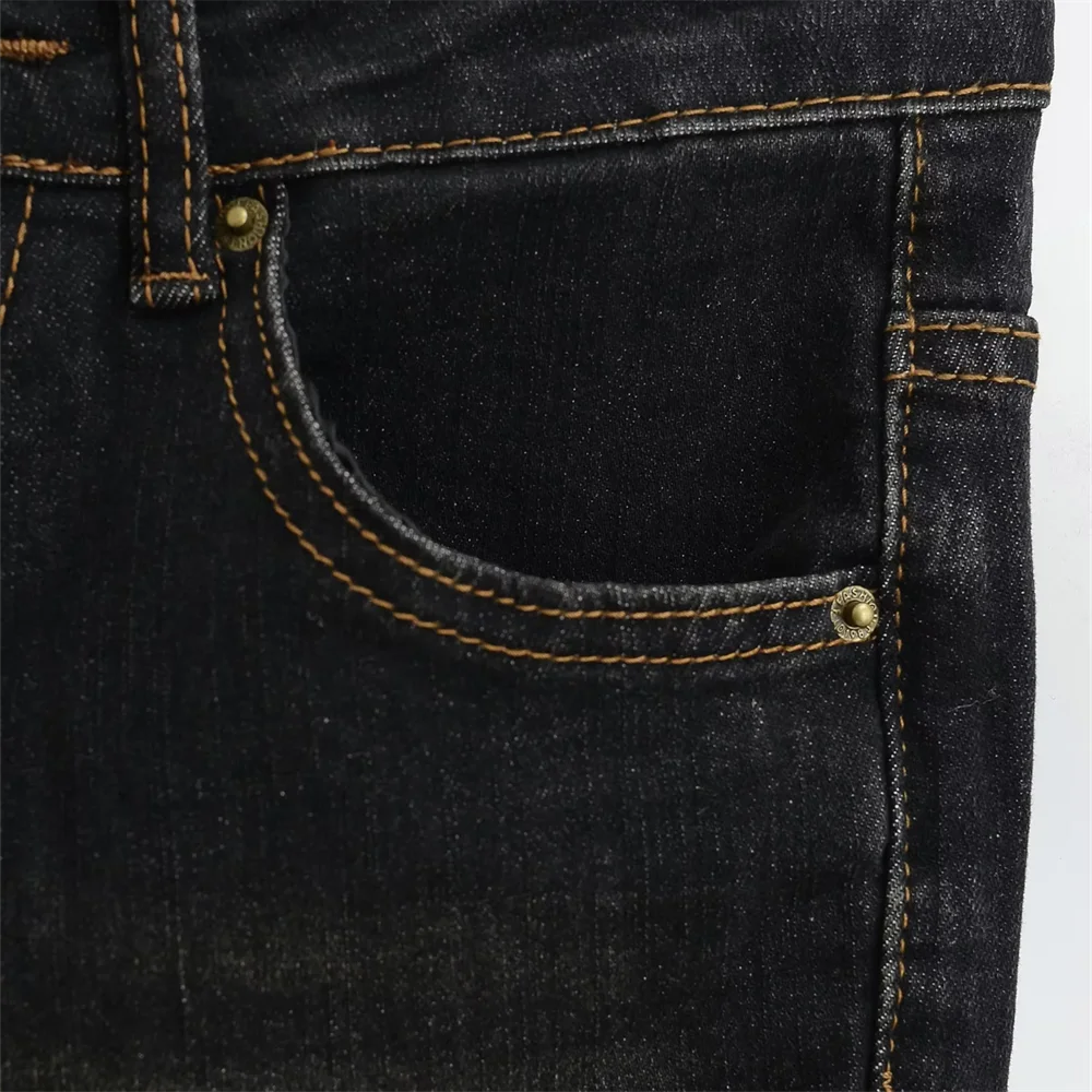 2025  Women's Fashionable Flared Jeans with High Waist and Traditional Pocket Design Ideal for Stylish Casual Weary y2k