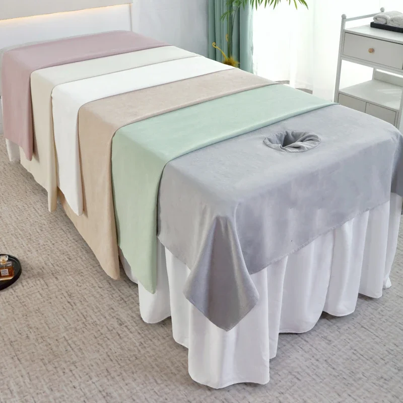 1Pcs Plain Beauty Salon Bed Sheets SPA Massage Tuina Anti-shrink Soft Skin-friendly Bedding Table Cover With/no Hole