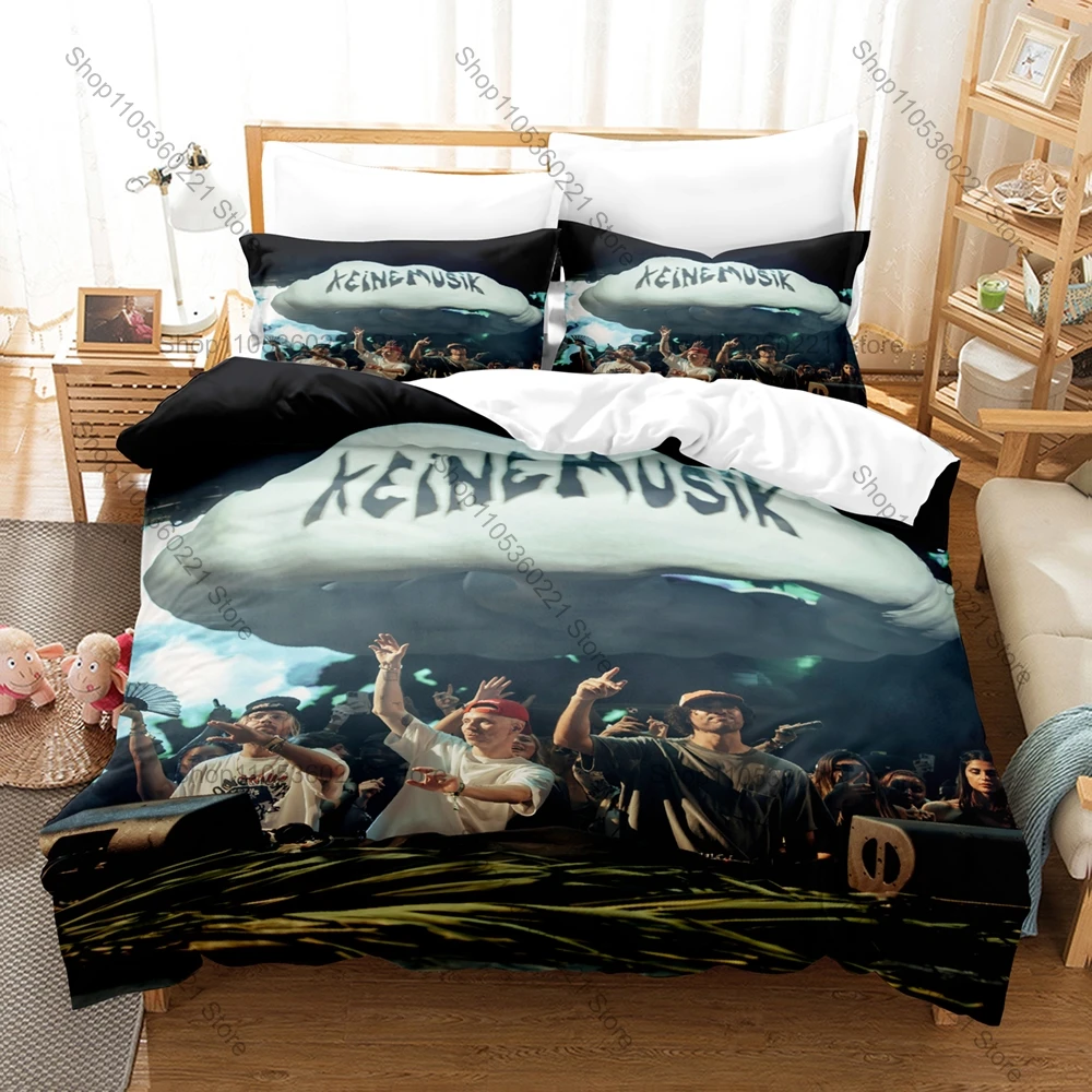 Cool Minimalist Black White Logo Graphic Keinemusik x Pacha Ibiza Underground Tech House Bedding Set Duvet Cover With 2 Pillowca
