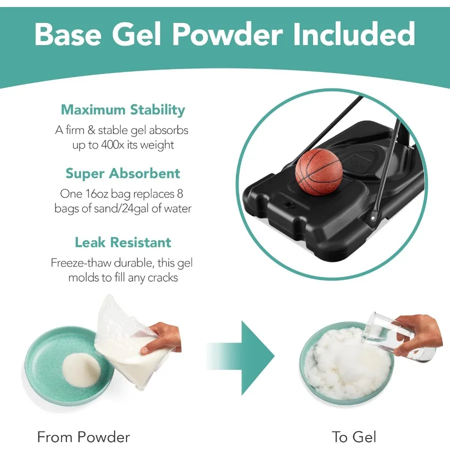 10フィートのレギュレーションバスケットボールフープ、高さ7.510フィート、調節可能な屋外用ゴール、衝撃吸収リムベースジェル、2輪付き