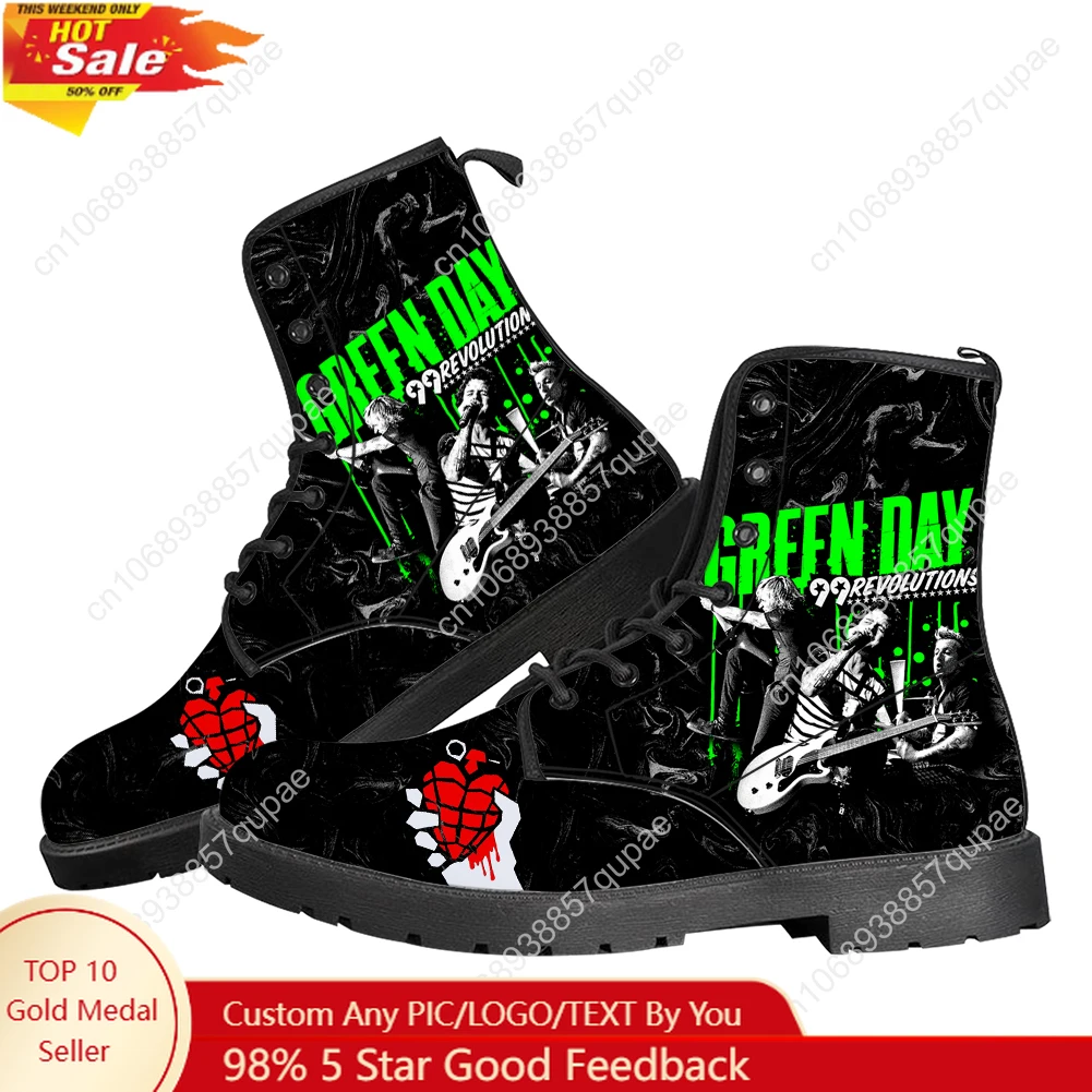 

Green Day Pop Rock Band Casual Boots Mens Womens Teenager Shoes Retro Street 3D water proof Boot Outdoor Customize Made Boots