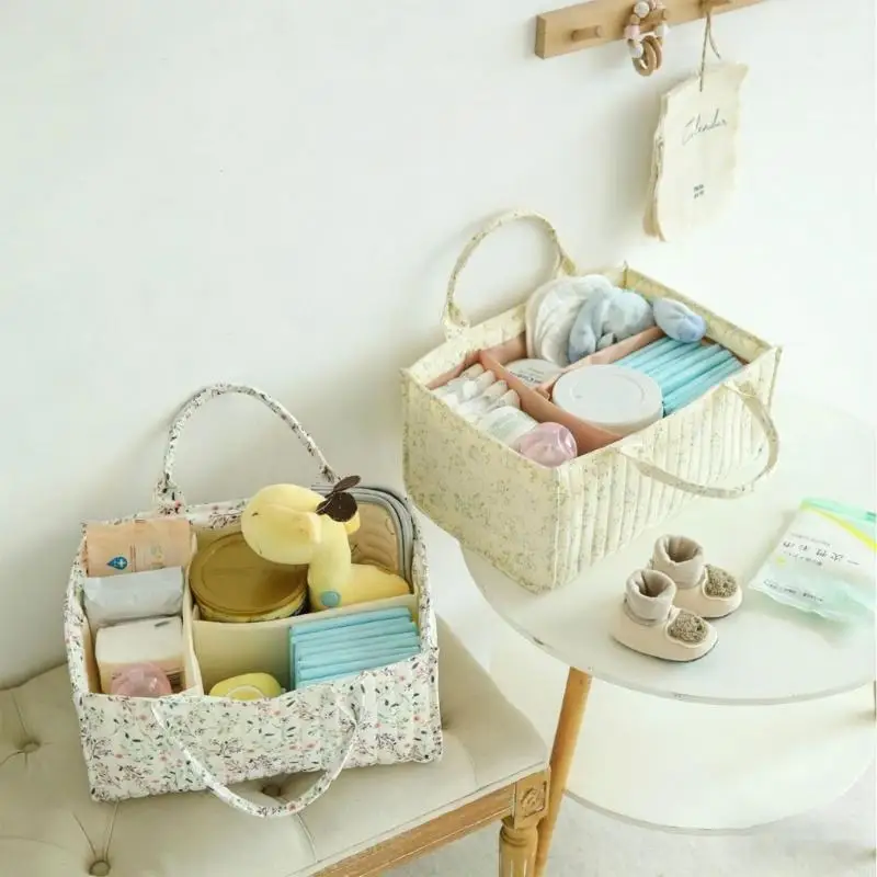 Elegant Quilted Diaper Basket With Wear Resistant Exterior And Reinforced Handles For Baby Nursery Storage JOMD