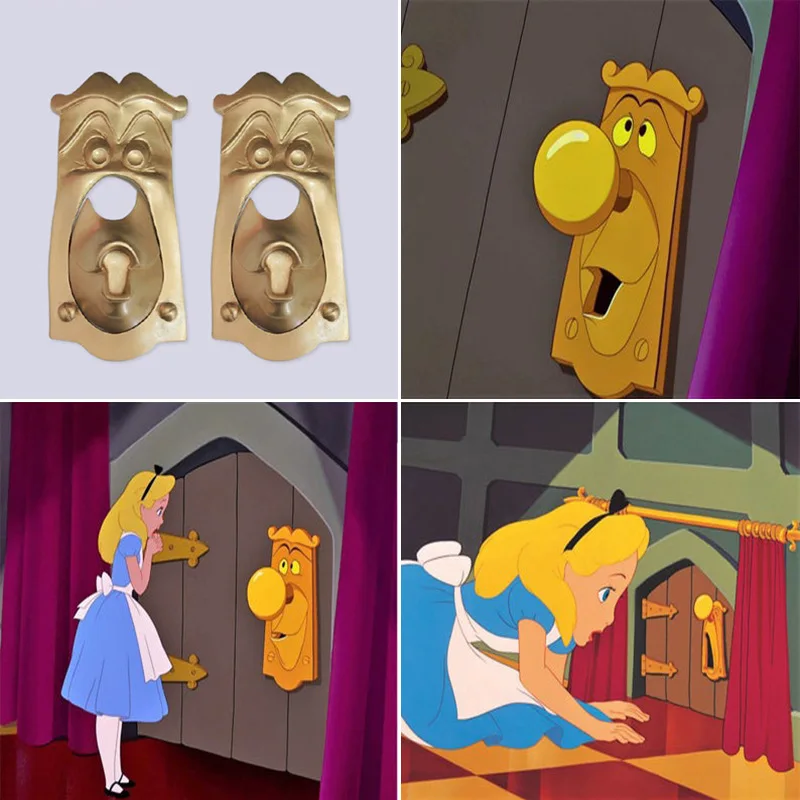 

Creative Alice Magic Door Handle Decoration Cartoon Fairy Mirror Door Lock Wall Hanging Home Living Room Office Ornament Crafts