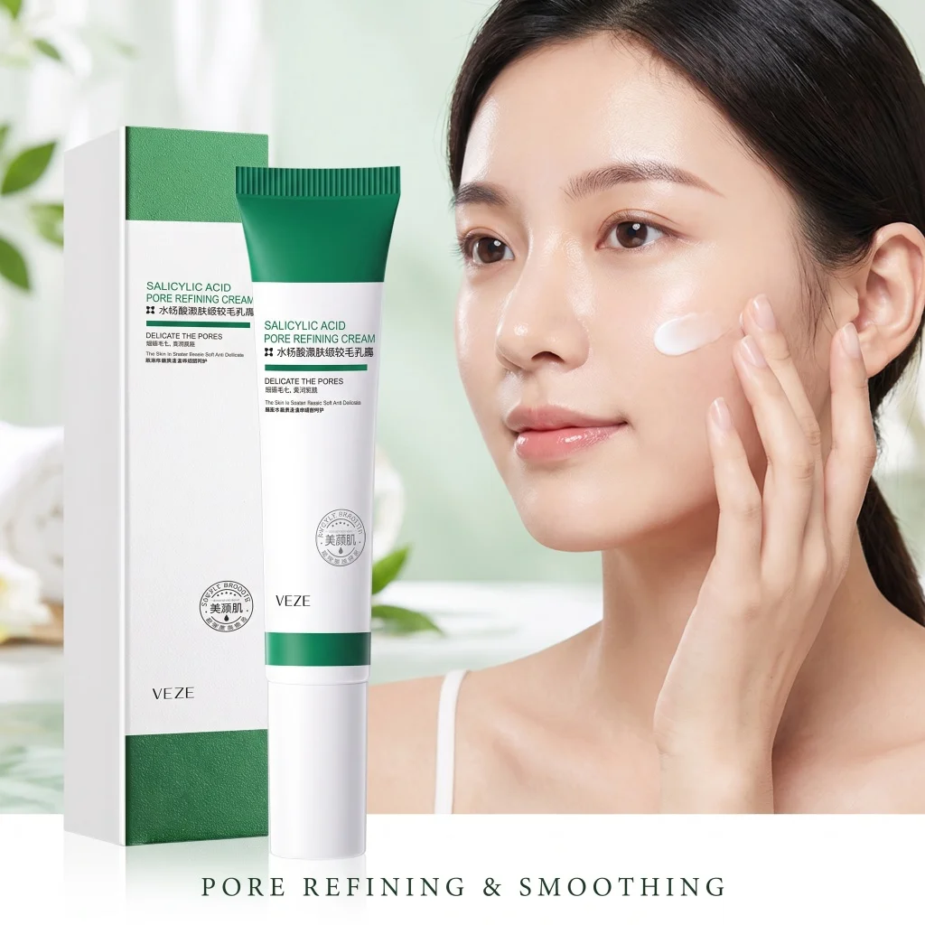 Salicylic Acid Acne Care Cream Shrink Pores Refine Large Pores Fade Blackheads Oil Control Anti Aging Nourish Facial Skin Glow