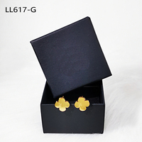 Fashionable stainless steel letter four leaf flower earrings, women's accessories, jewelry