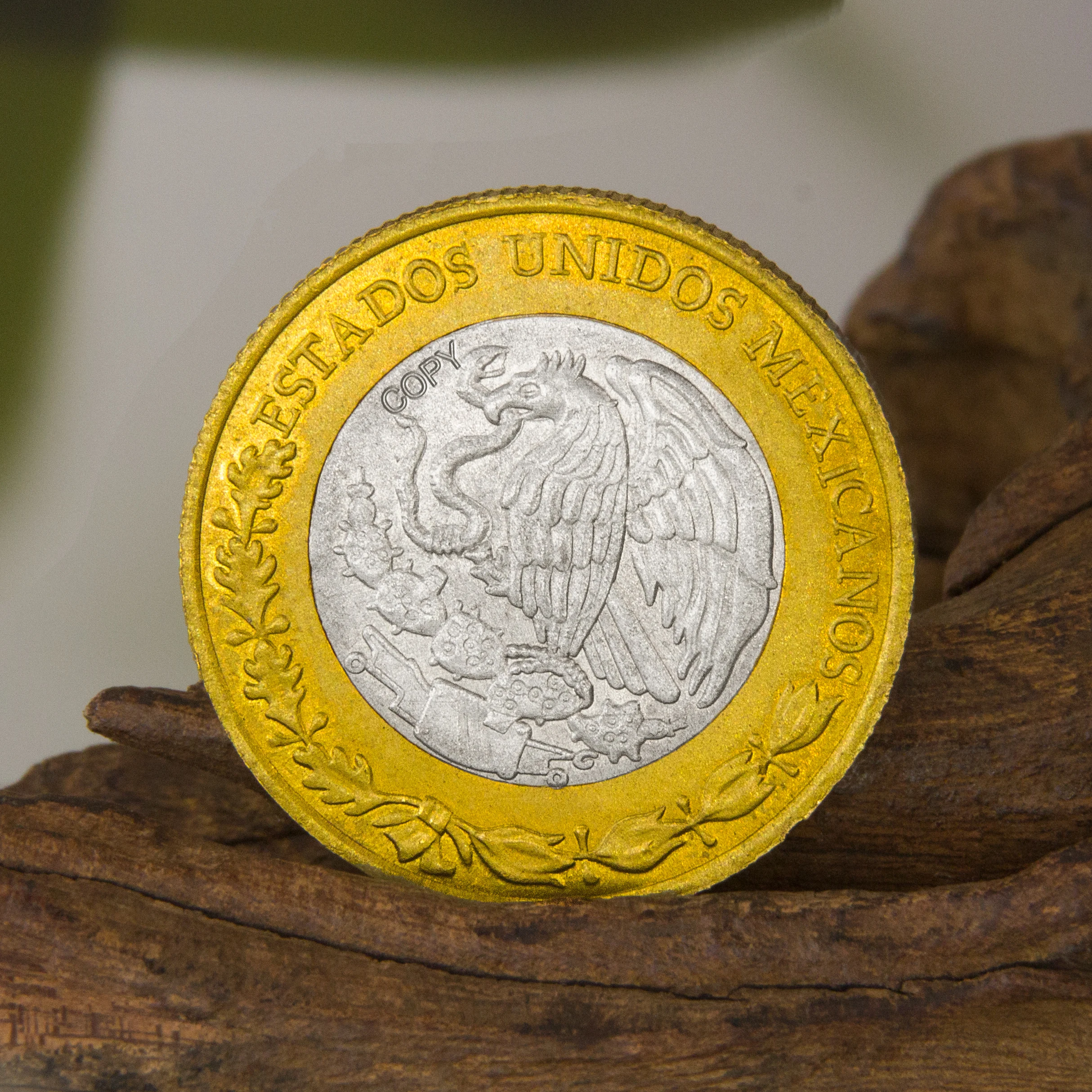 1992 Mexico 10 Pesos Coin - Maya Civilization Bicolor Inlay Mayan Totems Aztec Sunstone Commemorative Rare Collection Medal