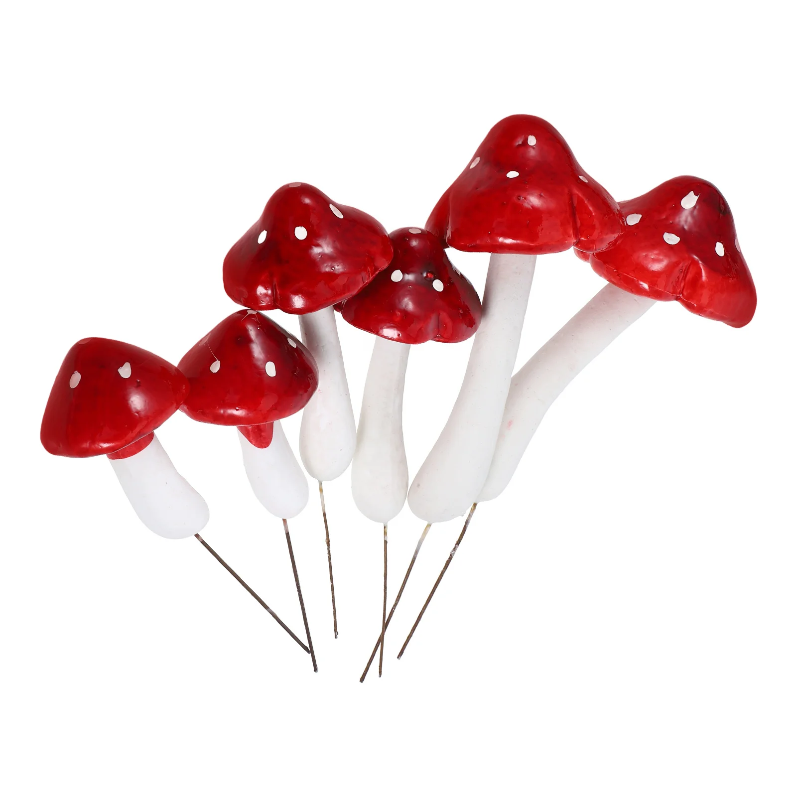 

6 Pcs Red Simulated Foam Mushrooms for Garden Crafts Decoration DIY Lightweight Portable Artificial Plants Yard Displays