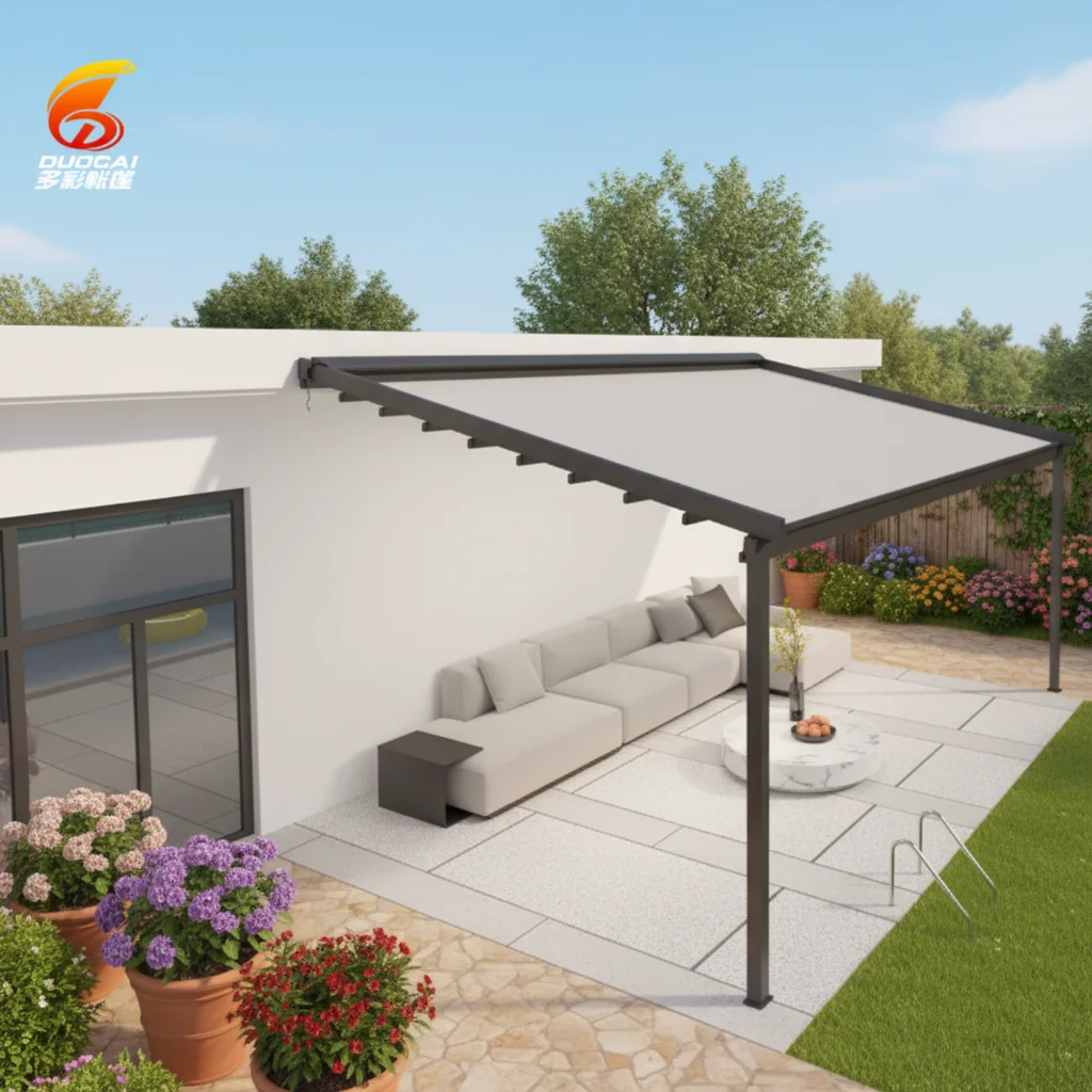 Motorized Outdoor Aluminum Alloy Powder Coated Eco-Friendly Canopy with Screen and Nature Design