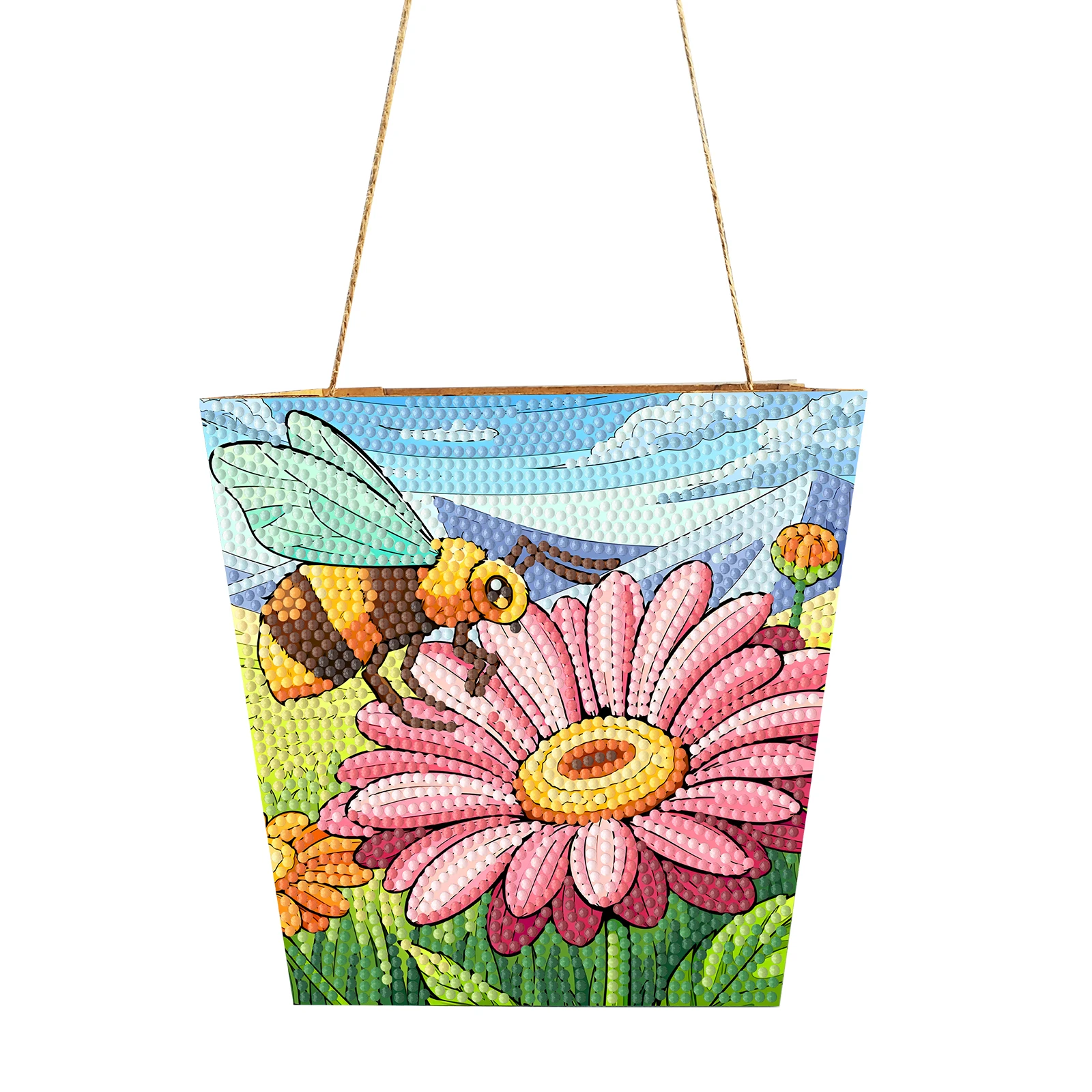 

DIY Creative Diamond Painting Bee and Flower Pattern Flower Basket Ornament Diamond Embroidery Hanging basket