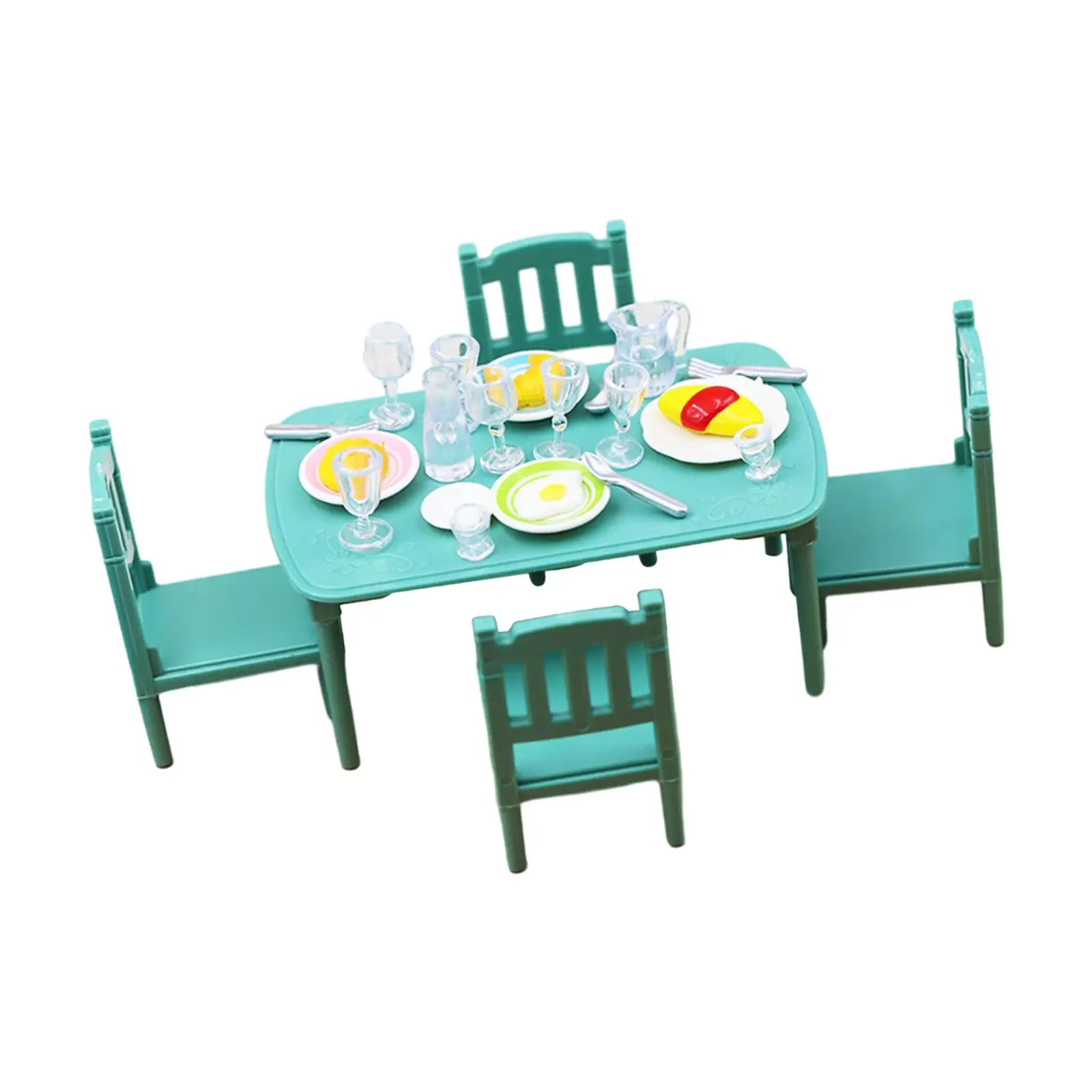 Conjunto de sala de jantar para casa de bonecas 1/12, presentes de feriado, conjunto de jogos de sala de jantar em miniatura