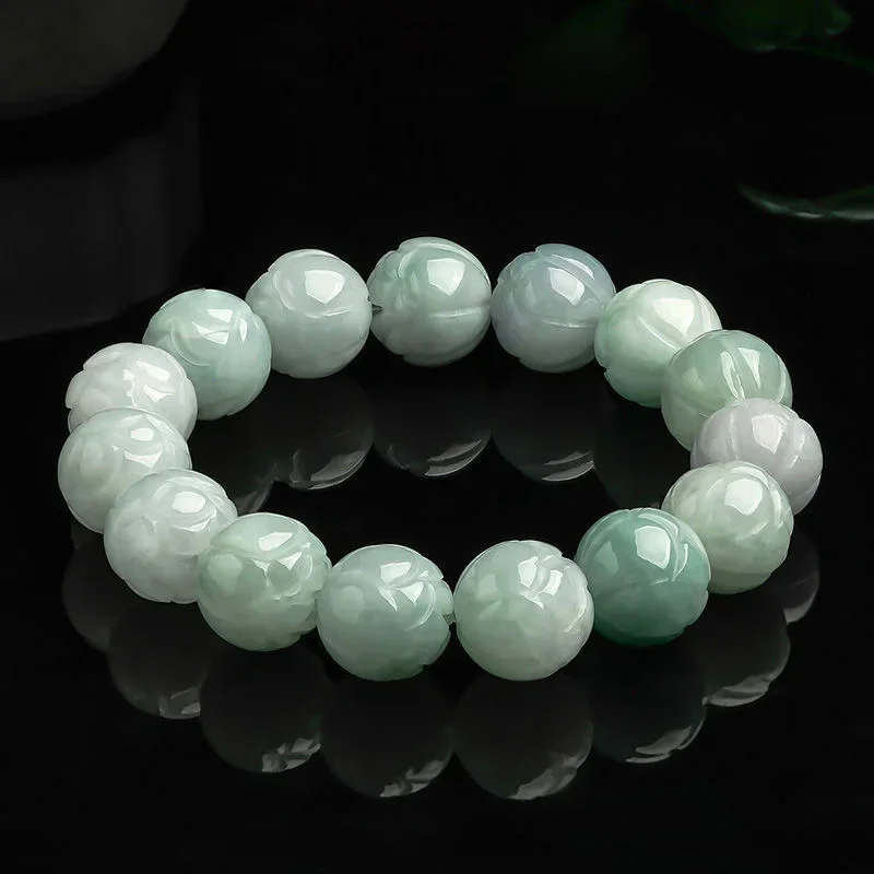 Natural Jade Lotus Hand String Jade Fashion Men's and Women's Exquisite High-end Talismans Jewelry Protection Safe Newborn Gift