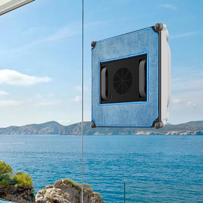 Smart Window Cleaning Robot Dual Spray Nozzles Exterior Glass/Mirror Cleaning Remote Control with Fall Prevention