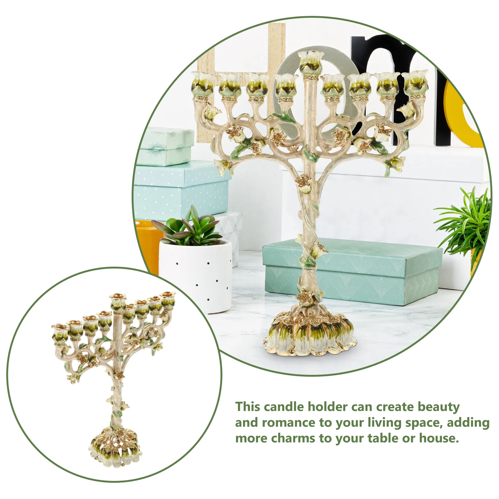 

9-Branch Metal Holder Taper Stand Tabletop Holder Decorative Ornament for Living Room Wedding Celebration