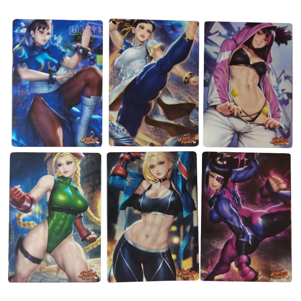 

6Pcs/set Diy Street Fighter Chun-Li Transformation Card ACG Kawaii Classic Game Anime Collection Cards Gift Toys