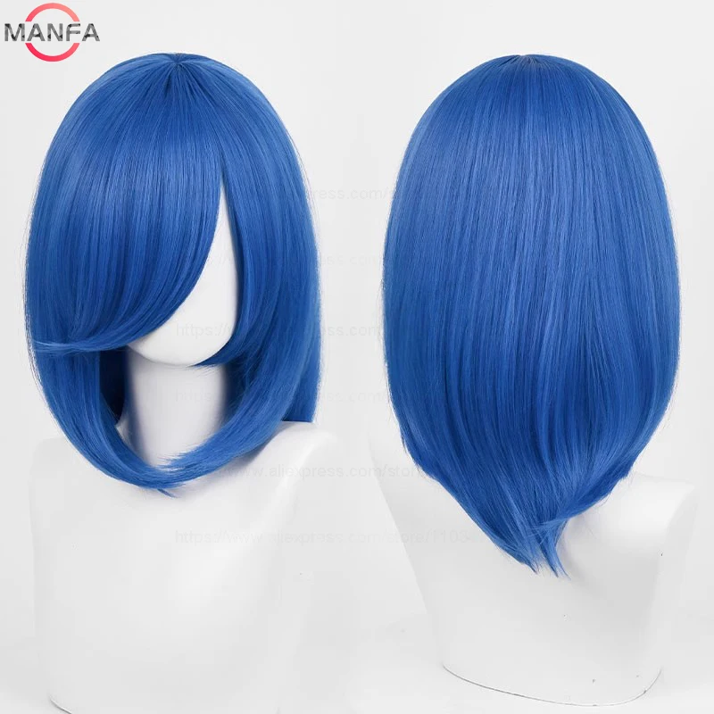 Peluca de cosplay anime básica de 40cm, flequillo, colores: rubio, negro, blanco, rojo, rosa, verde, marrón, dorado, azul, resistente al calor, sintética 4