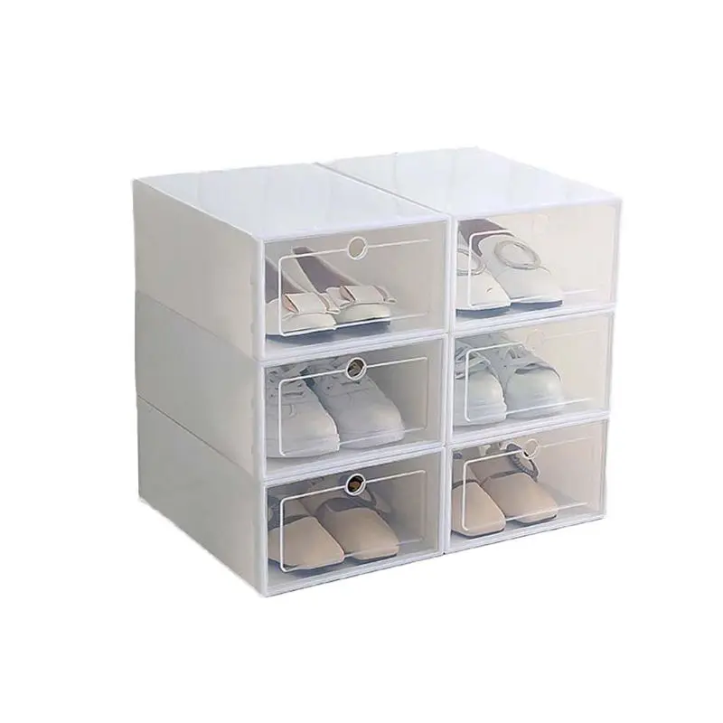 Y1UB 6Pcs Plastic Shoe Box Stackable Foldable Shoe Drawer Storage for Case