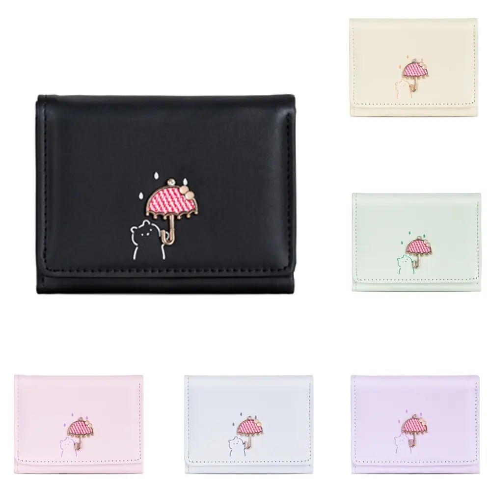 

Cute PU Leather Women Wallets Three Fold Cartoon Coin Purse Waterproof Large Capacity Cash Bag for Women Girls
