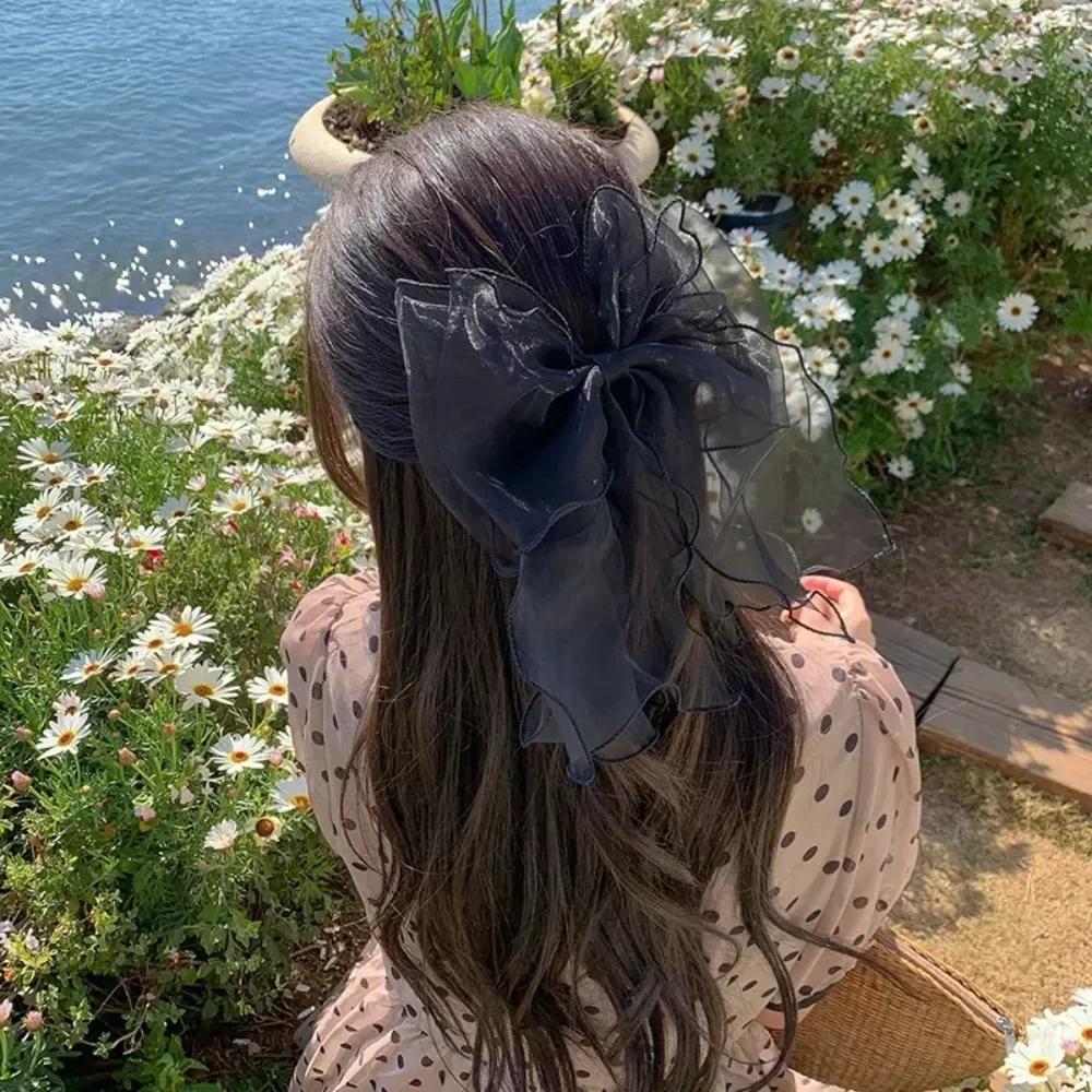 أزياء الشريط Bowknot مقاطع الشعر المشابك متعدد الطبقات القوس دبابيس الشعر الفتيات أغطية الرأس النساء ذيل حصان