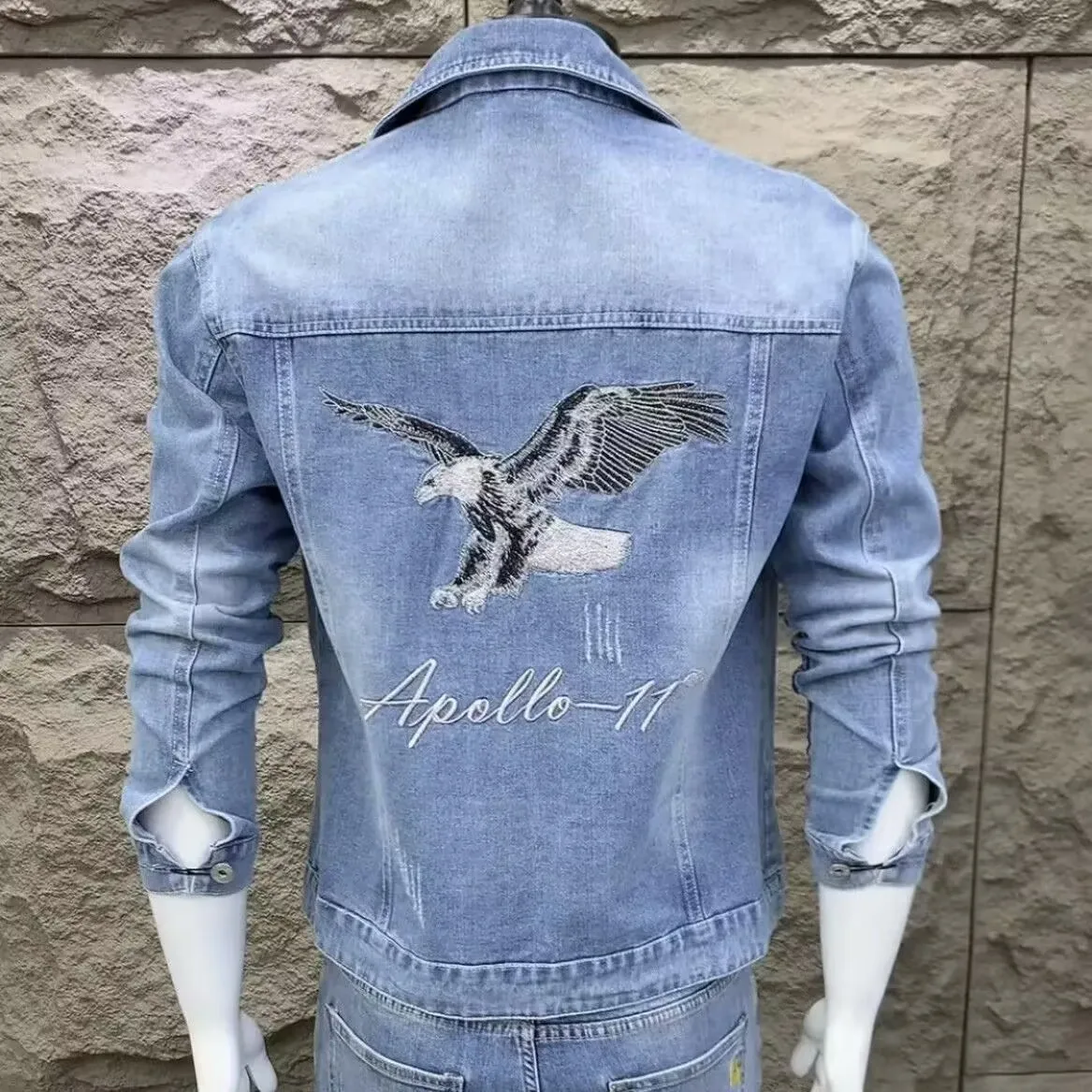 

y2k Denim Jacket Fashionable Embroidered Jacket Men's Casual Slim Fit Korean Style 2025 New Model Blue Men's coats man clothes