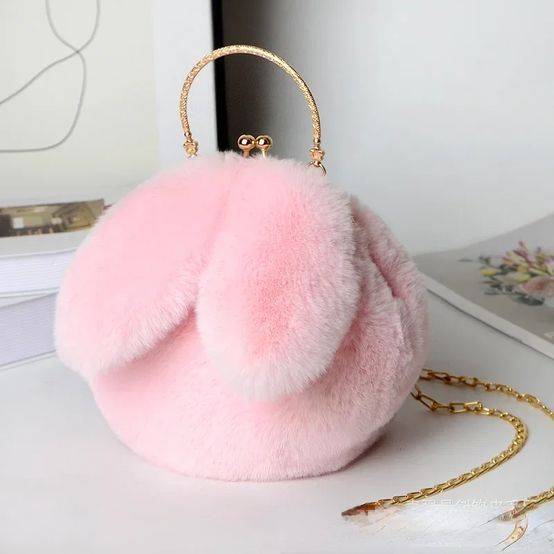 Cute Plush Rabbit Crossbody Bags for Women Korean Version Cute Purses and Handbags Girls New Rabbit Ear Shoulder Messenger Bag