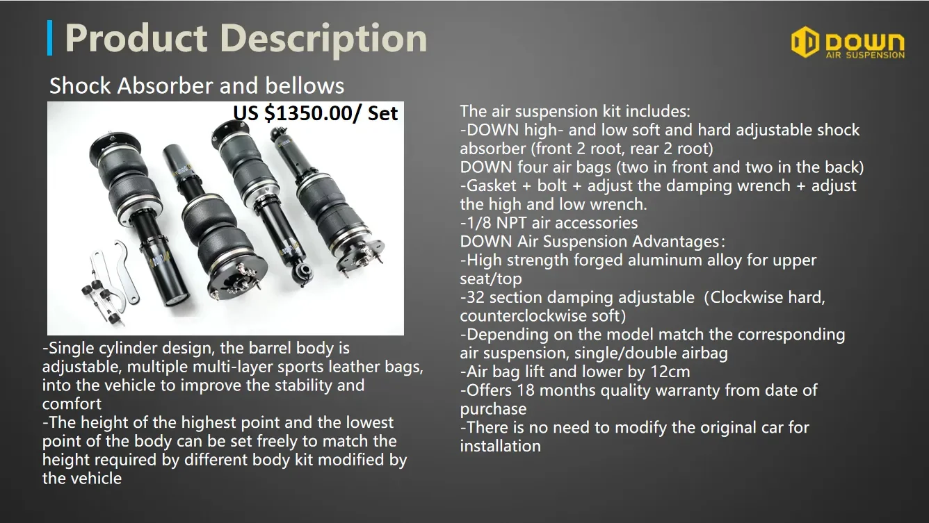 Factory Price Front Rear Spring Air Air Strut Shock Absorber for Air Suspension Kit