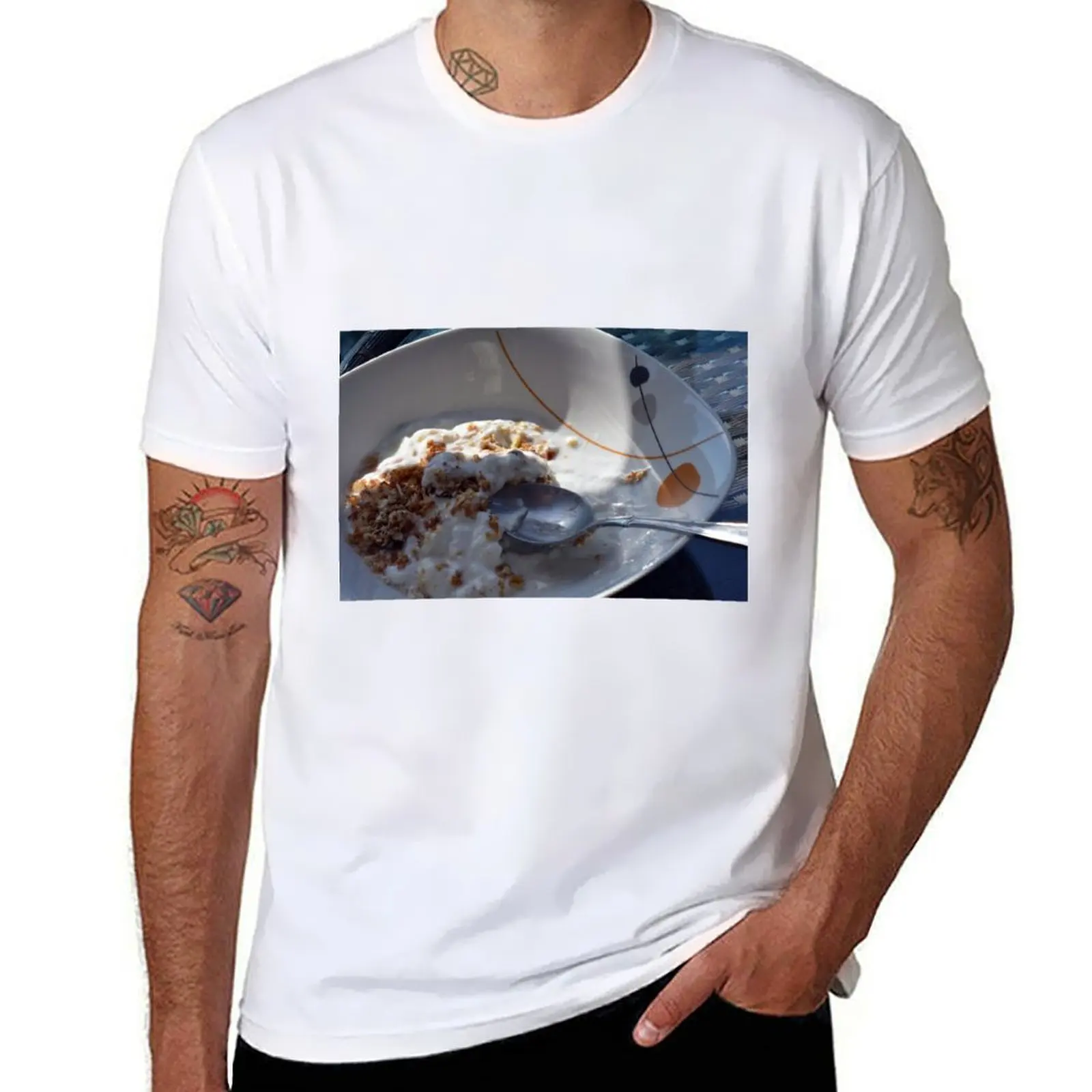 

A bowl of cereals and yogurt. T-Shirt anime t shirts for man t shirts for man cotton T-Shirt