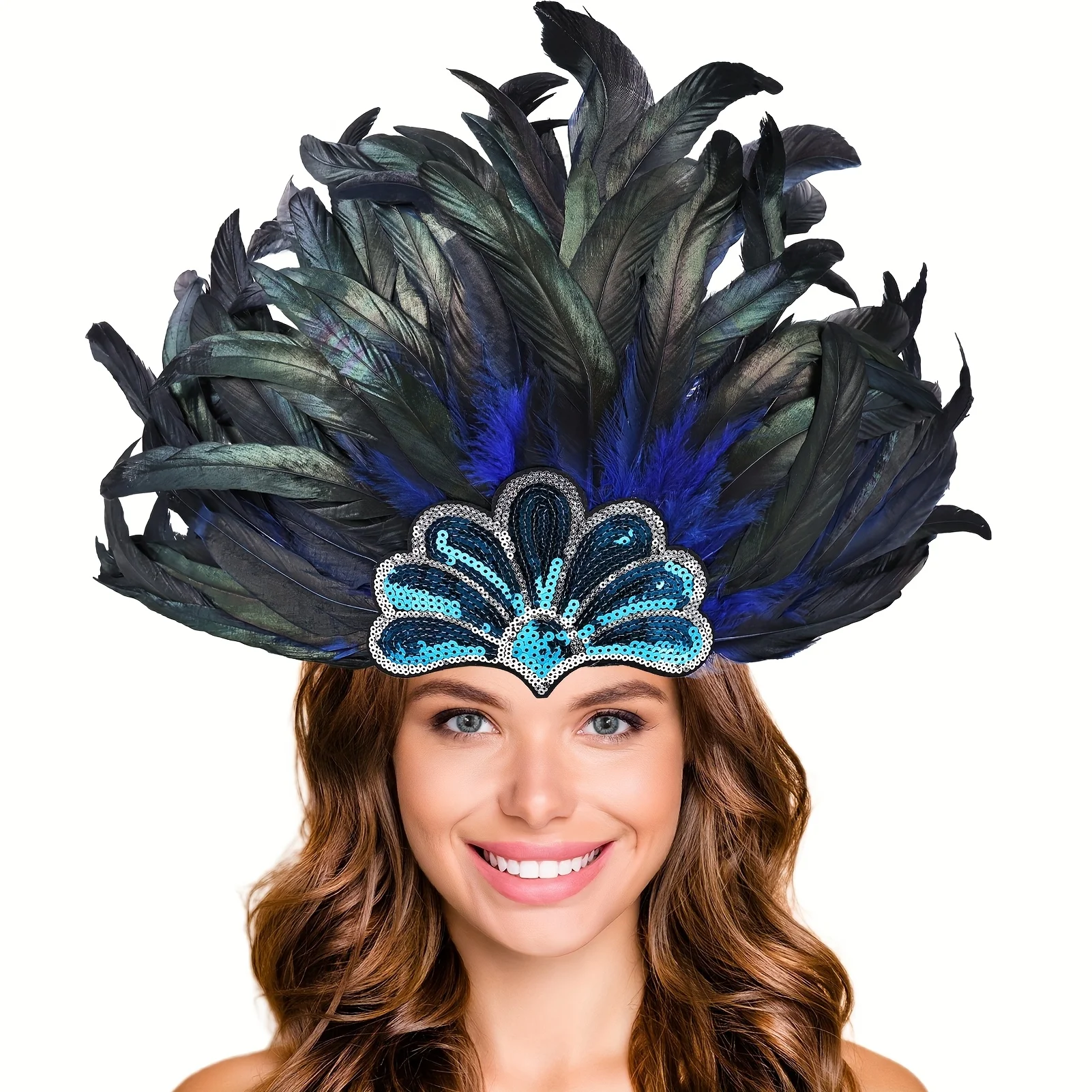 

Карнавальный головной убор для вечеринки, украшение из перьев, красочный прямой окрашенный головной убор с перьями, украшение для вечеринки