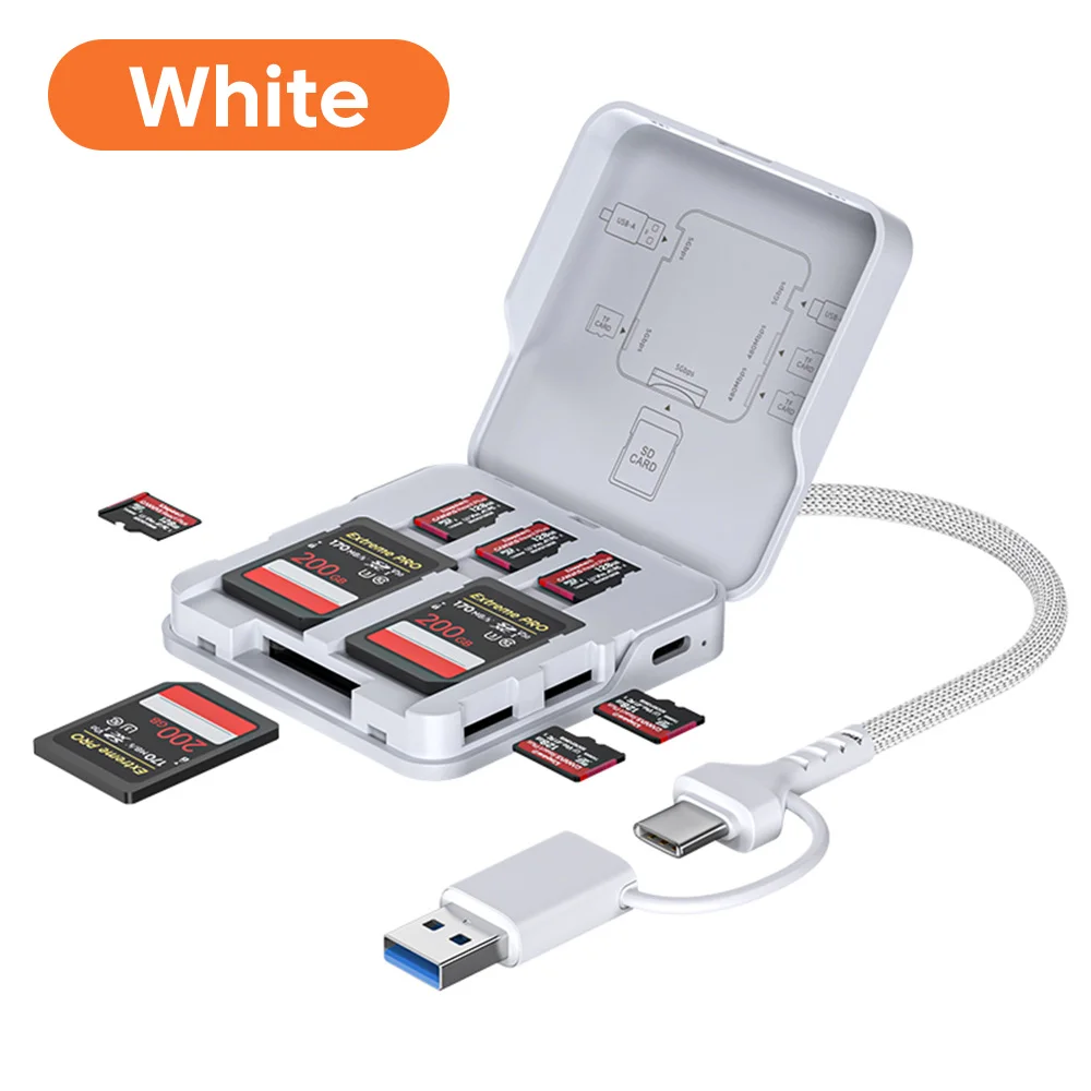 5-fach tragbare USB/Type-C3.0 Speicherkartenhülle, Hochgeschwindigkeits-Micro-SD-TF-Kartenhalter, Aufbewahrungsbox für SD/TF-Karten