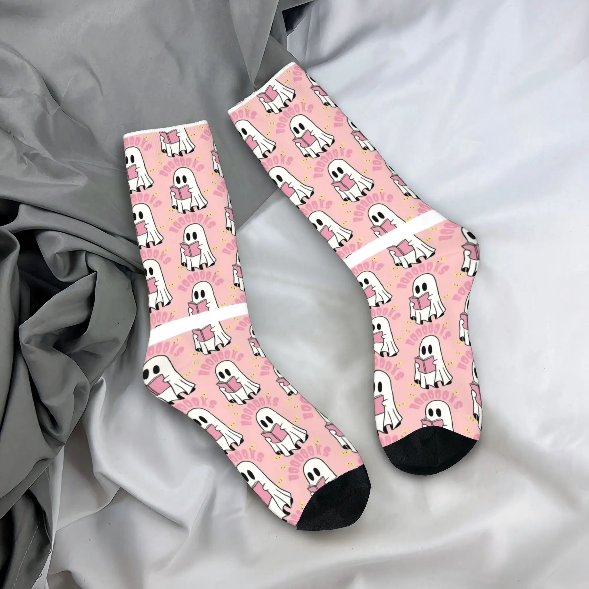Ghost Reading Socks  Novelty Stockings Autumn Non-Slip Men's Socks Medium Soft Design Running Socks