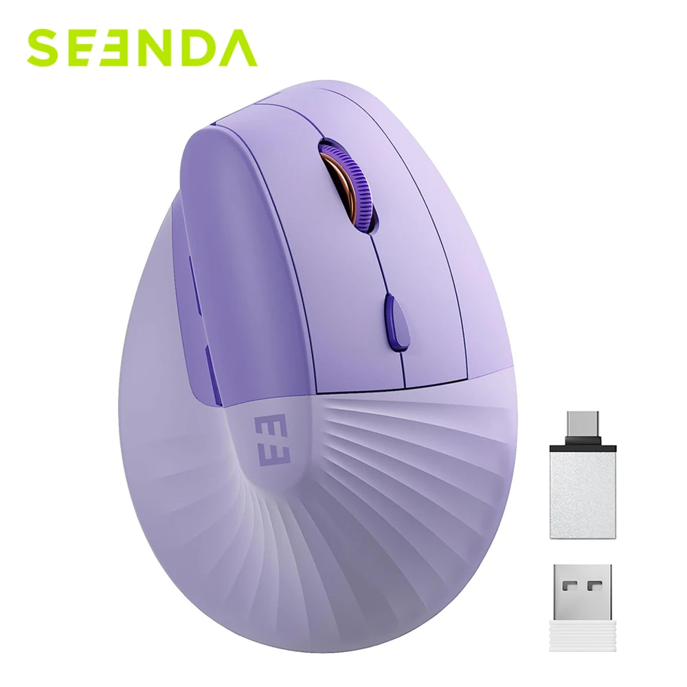 Seenda Vertical Wireless Mouse Ergonomic Rechargeable Mice for MacBook Tablet Laptops Computer PC