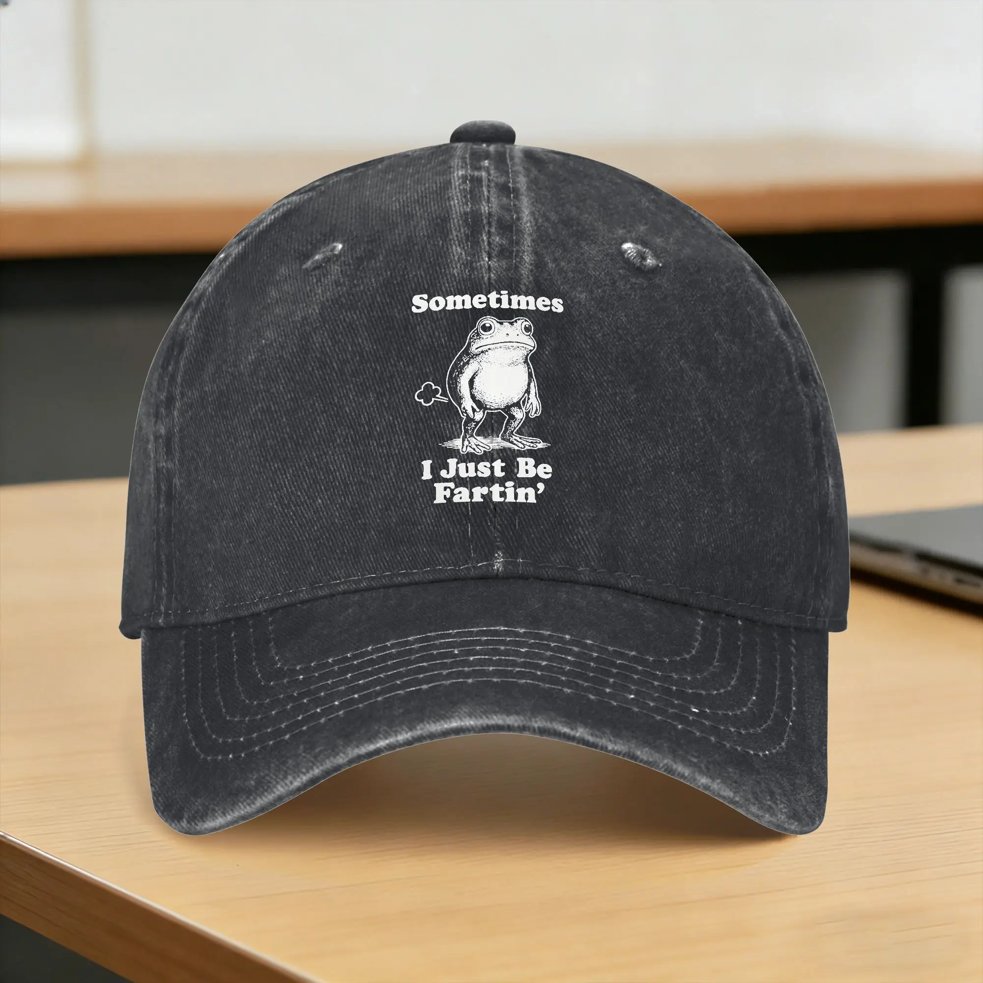 Sometimes I Just Be Fartin’ Frog Sun Baseball Cap  Couple Women Print Trucker Hat Summer Fitted Retro Tennis Skate Snapback Cap