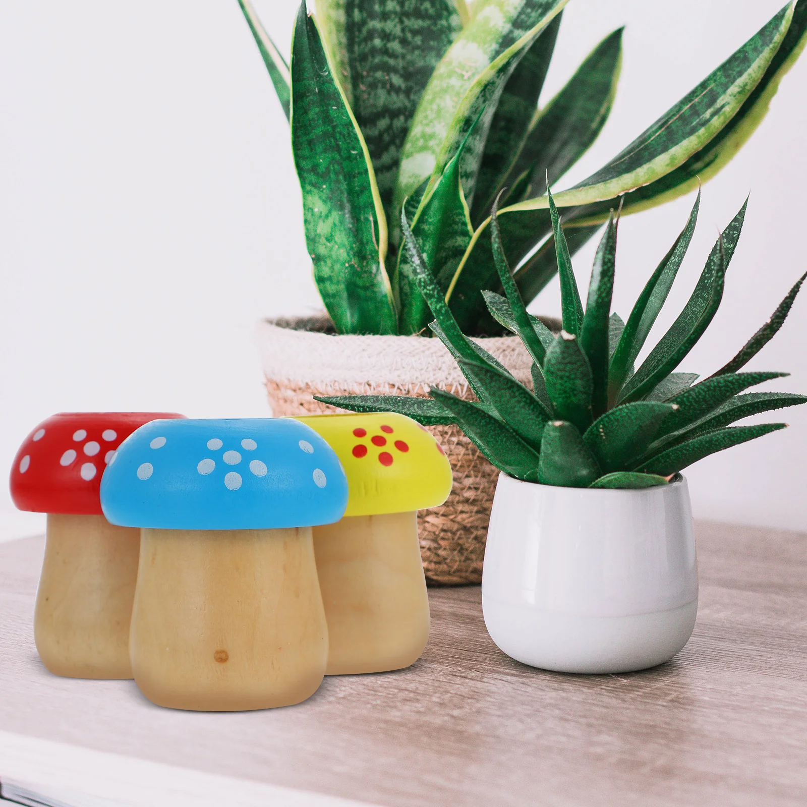 3 Pcs Toy Mushroom Kaleidoscope Wooden Kaleidoscopes Shape Filler Educational Cartoon Plaything Kids Rotating Toys Baby