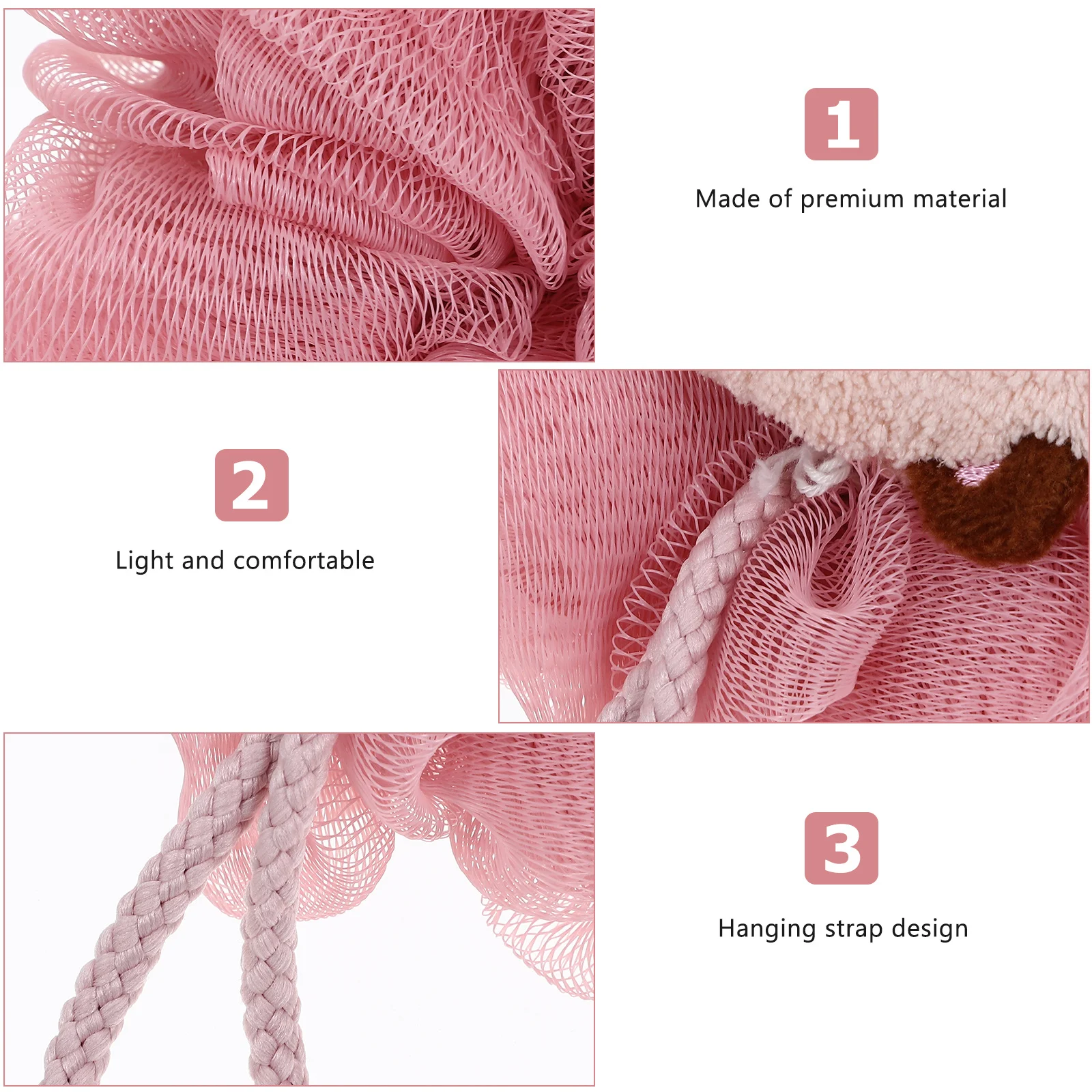 

2Pcs Cartoon Shower Sponge Soft Exfoliating Bath Ball Body Scrubber Hanging Lanyard Bathroom Shower Bath Sponge