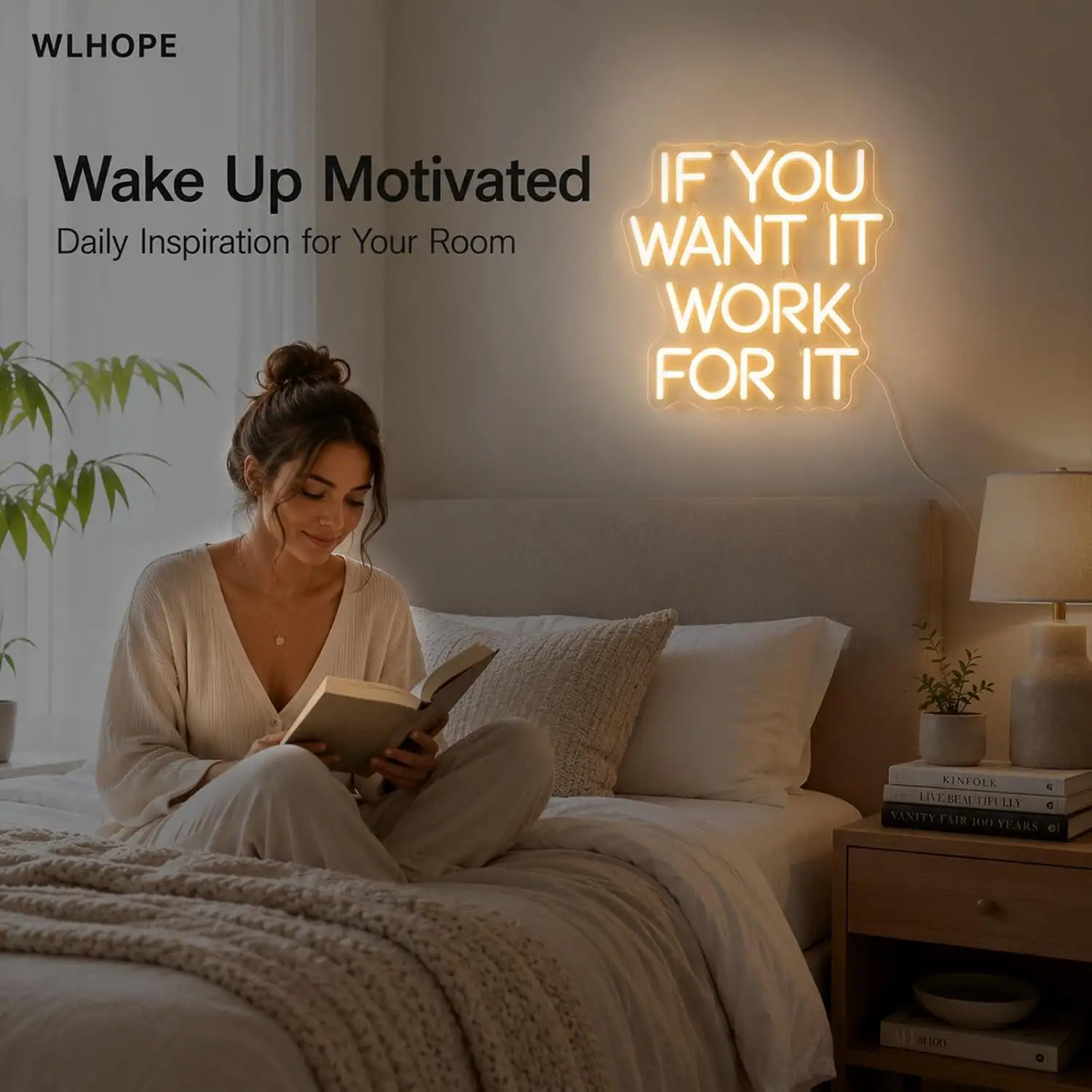 If You Want It Work For It Neon Sign USB Dimmable LED Lights For Motivational Office Study Room Company Wall Hanging Decor Gift