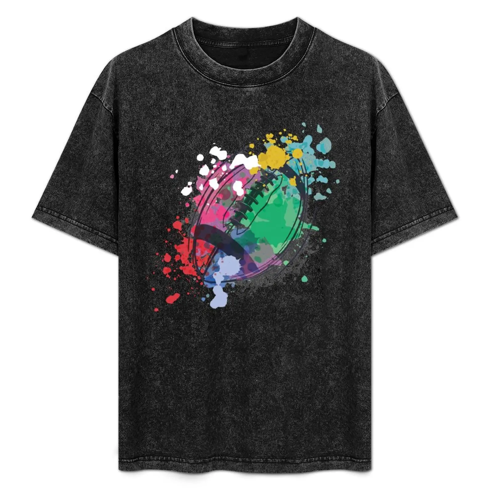 

WATERCOLOR RUGBY BALL T-Shirt Large Size Casual Short Sleeve Top