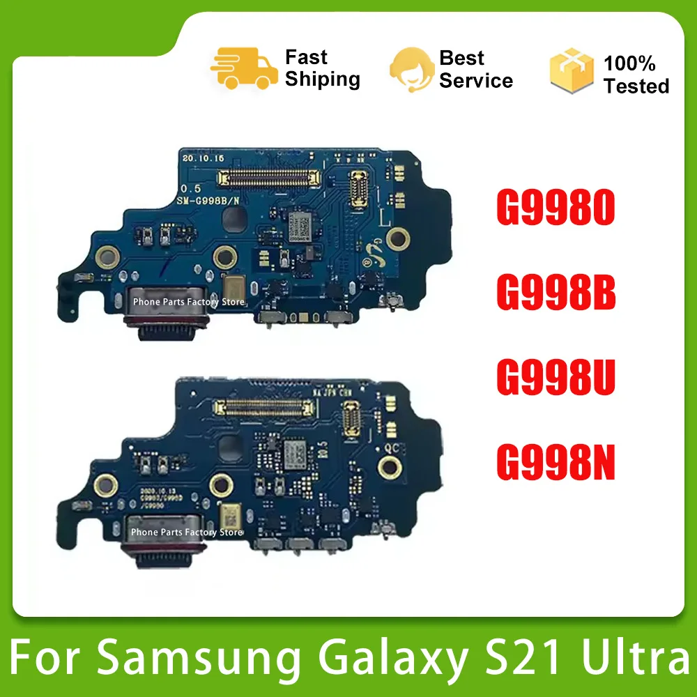 New For Samsung Galaxy S21 Ultra G988N G9980 G998B G998U USB Fast Charging Dock Port Bottom Microphone SIM Tray Board