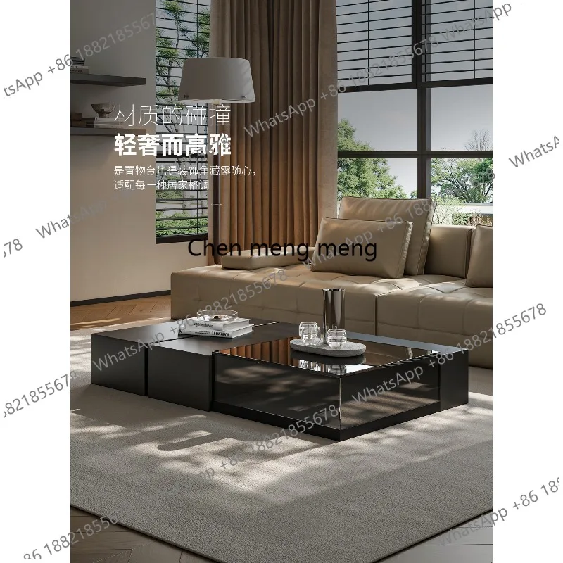 

New coffee table Italian light luxury living room pure black acrylic combination coffee table high-end coffee table