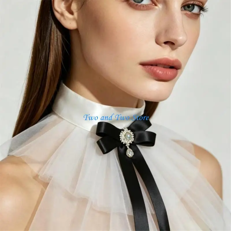 Fotografia 5: HX6F Colar destacável camadas tule decorativa falsa para mulheres e meninas