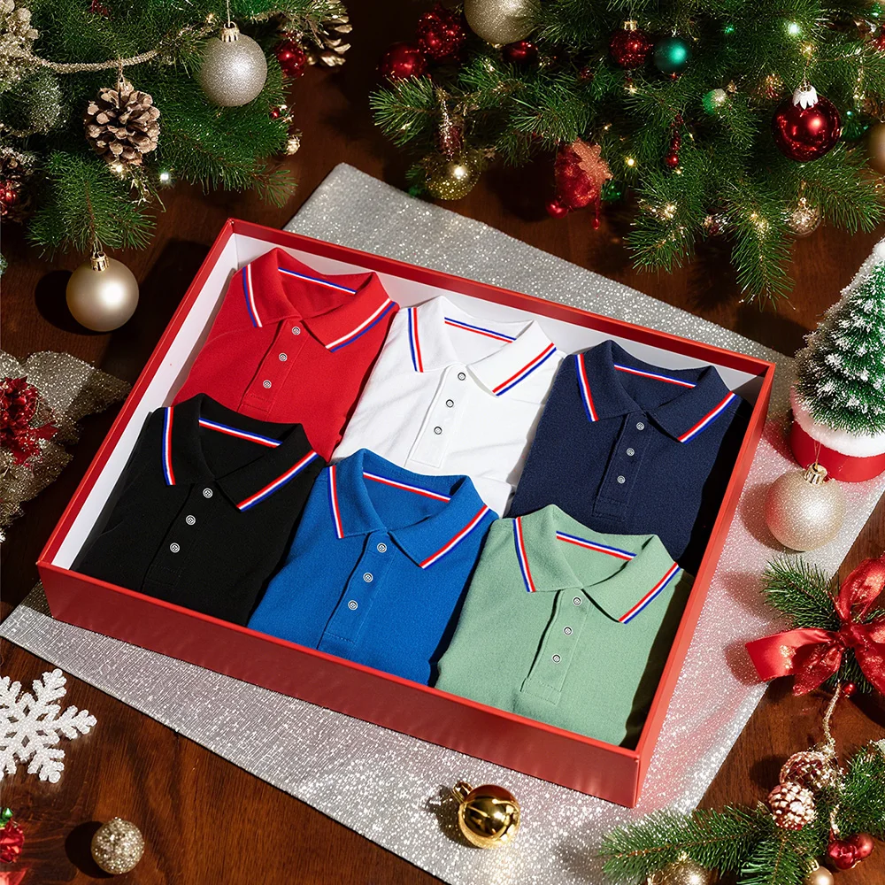 

6 шт. мужские повседневные рубашки с коротким рукавом, классический дизайн с воротником и пуговицами, современный минималистичный стиль, рождественский идеальный подарок для мужчин