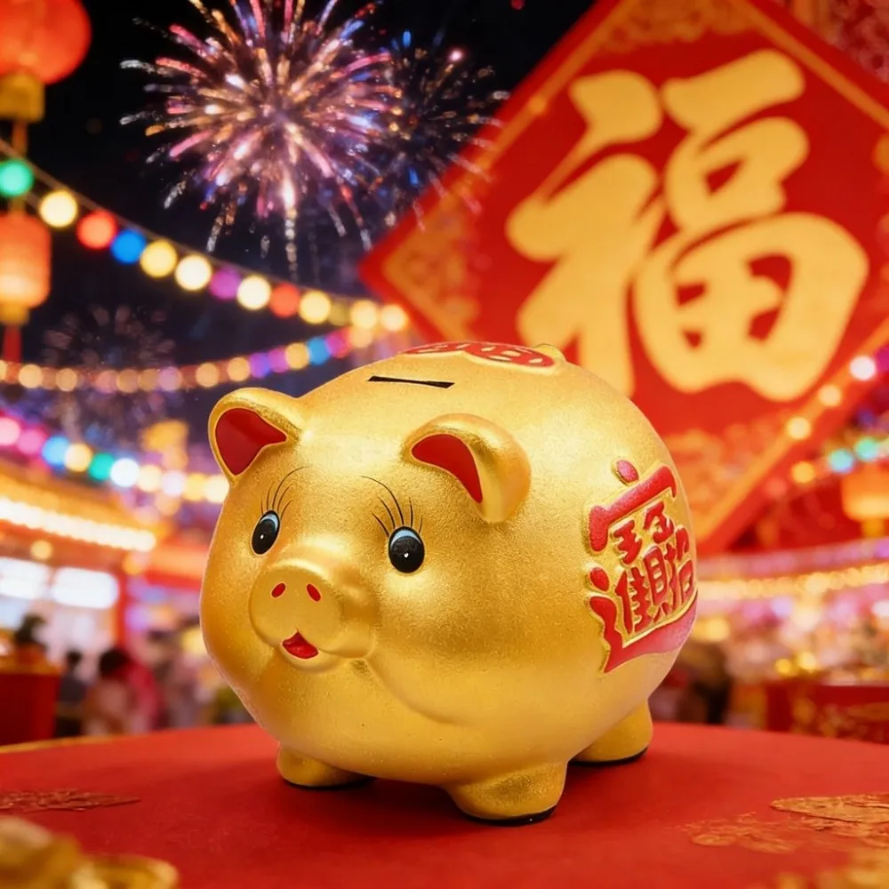 Decorative Animal Piggy Bank Ceramic Gold Pig Money Jar Thickened Good Luck Coin Saving Box New Year Celebration