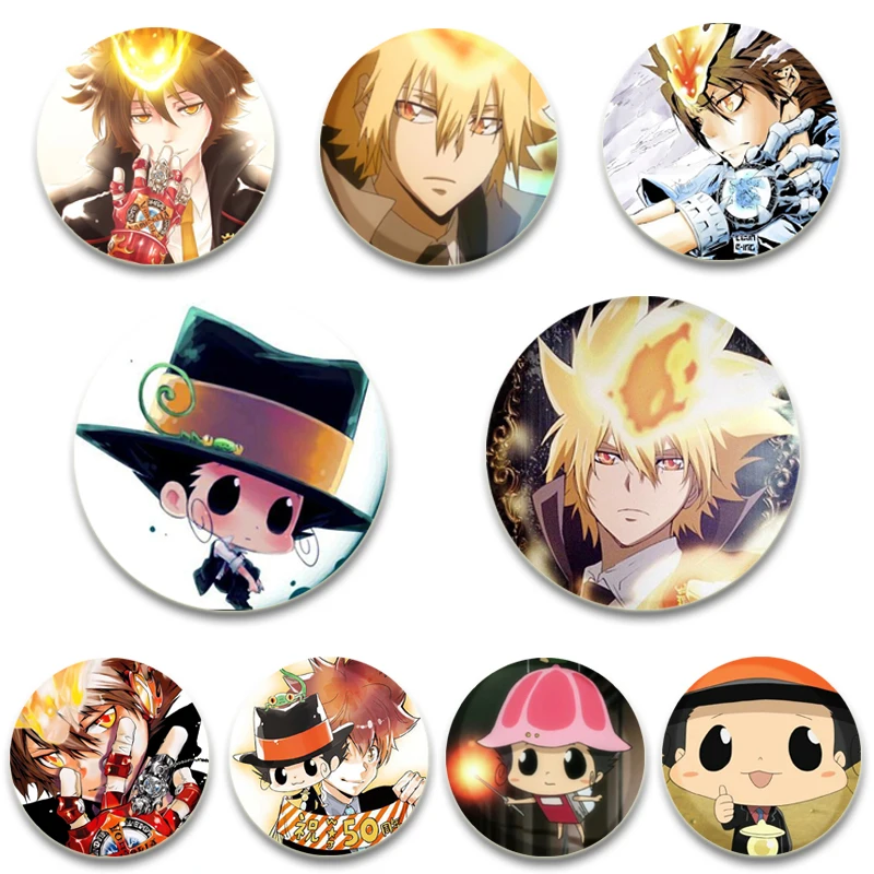 

32/44/58mm Anime HITMAN REBORN Round Pins Handmade Brooch for Clothes Backpack Decoration Cartoon Badge Jewelry Accessories Gift