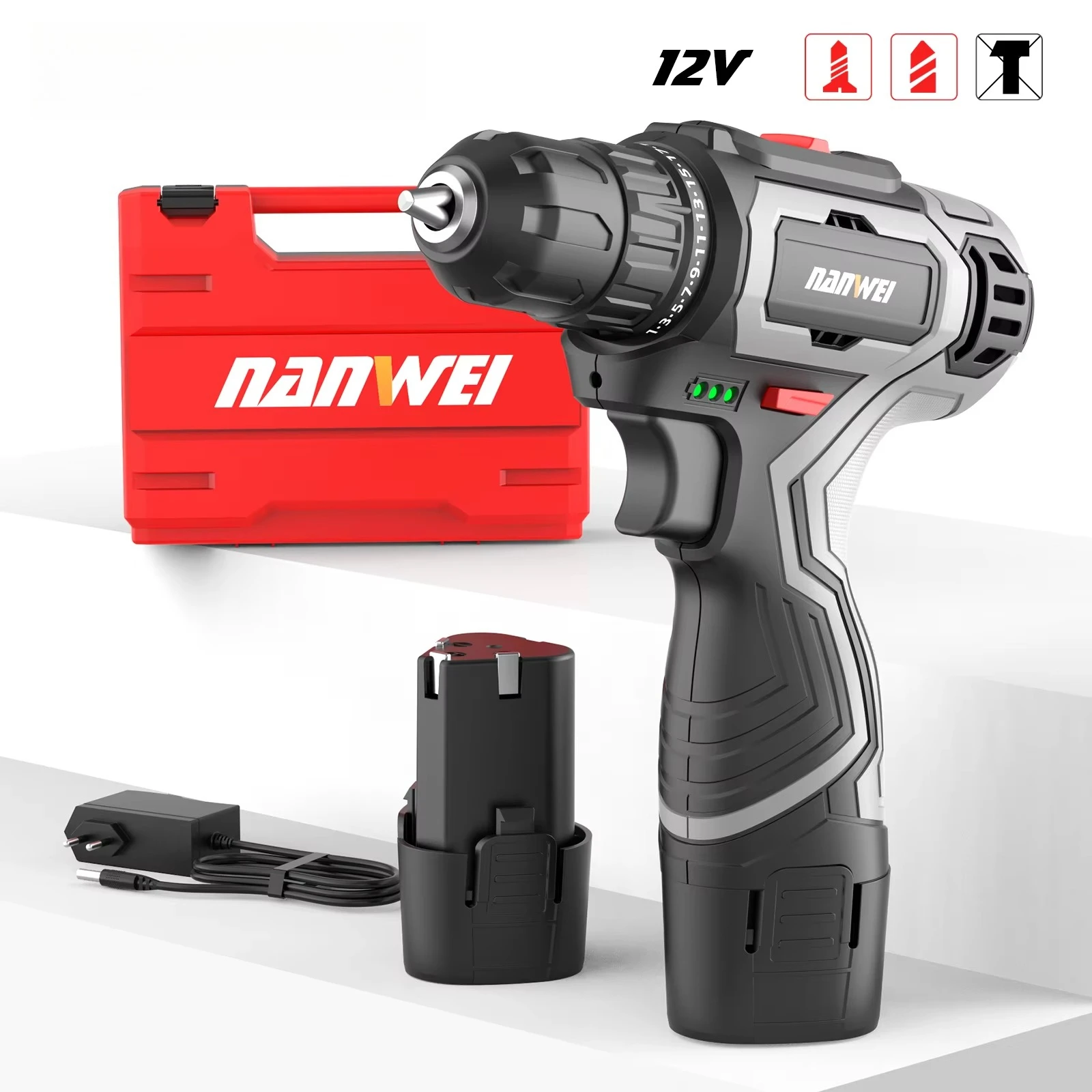 16V Multifunctional Electric Pistol Drill Cordless Keyless Hand Drill Lithium-Ion Rechargeable Battery OEM Supported