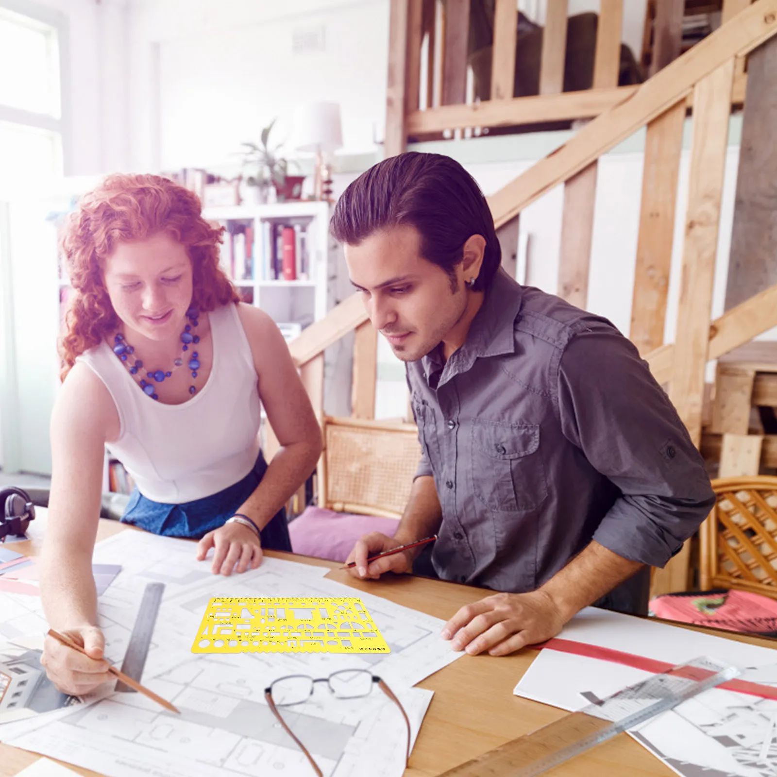 6Pcs Drawing Template Rulers Professional Architect Scales Multipurpose Measuring Templates for Building Design Art Drawing