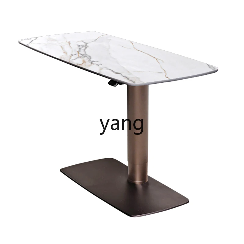 

TGF liftable mobile desk Italian rock slab side table minimalist light luxury solid wood side table