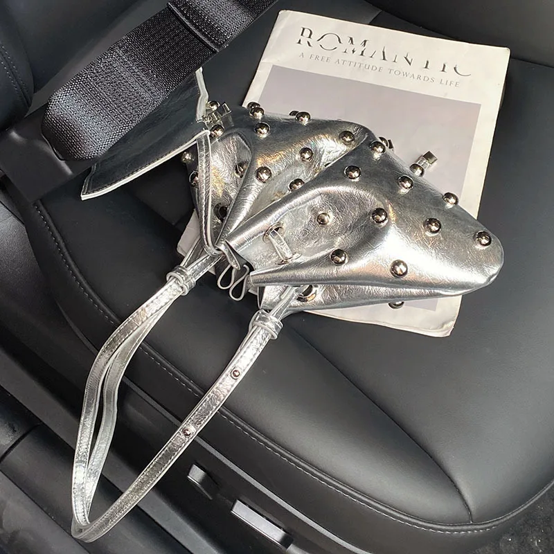 

Высококачественные сумки-мешки на шнурке, роскошные сумки-ведра с заклепками для женщин, сумка через плечо из искусственной кожи, женский клатч в стиле панк, новые сумочки