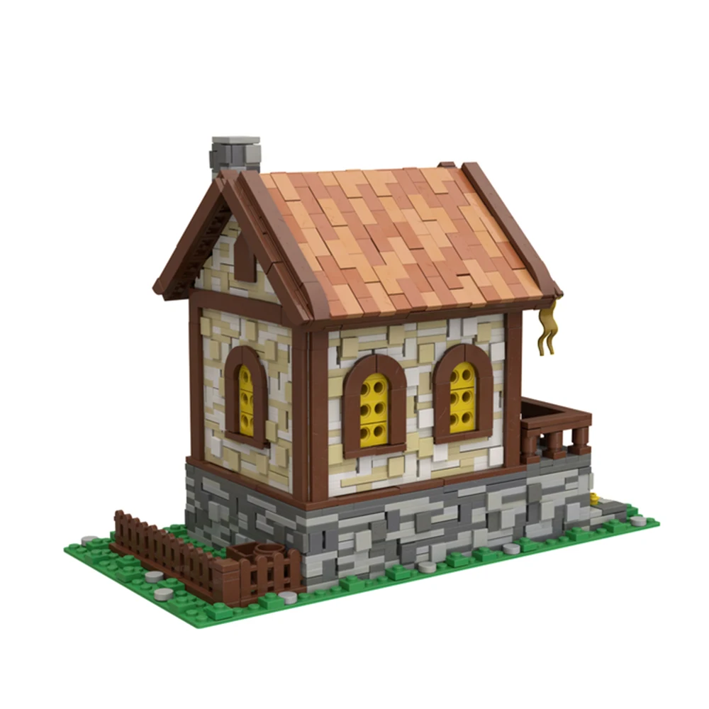 Gobricks MOC غابة القرون الوسطى كوخ مزرعة كوخ بنة مجموعة عرض الشارع العمارة كوخ التعليم لتقوم بها بنفسك ألعاب أطفال الطوب