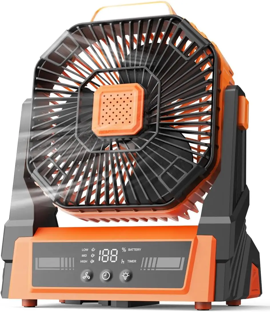 

Портативный вентилятор емкостью 20000 мАч: светодиодный фонарь, перезаряжаемый, идеально подходит для кемпинга/путешествий.