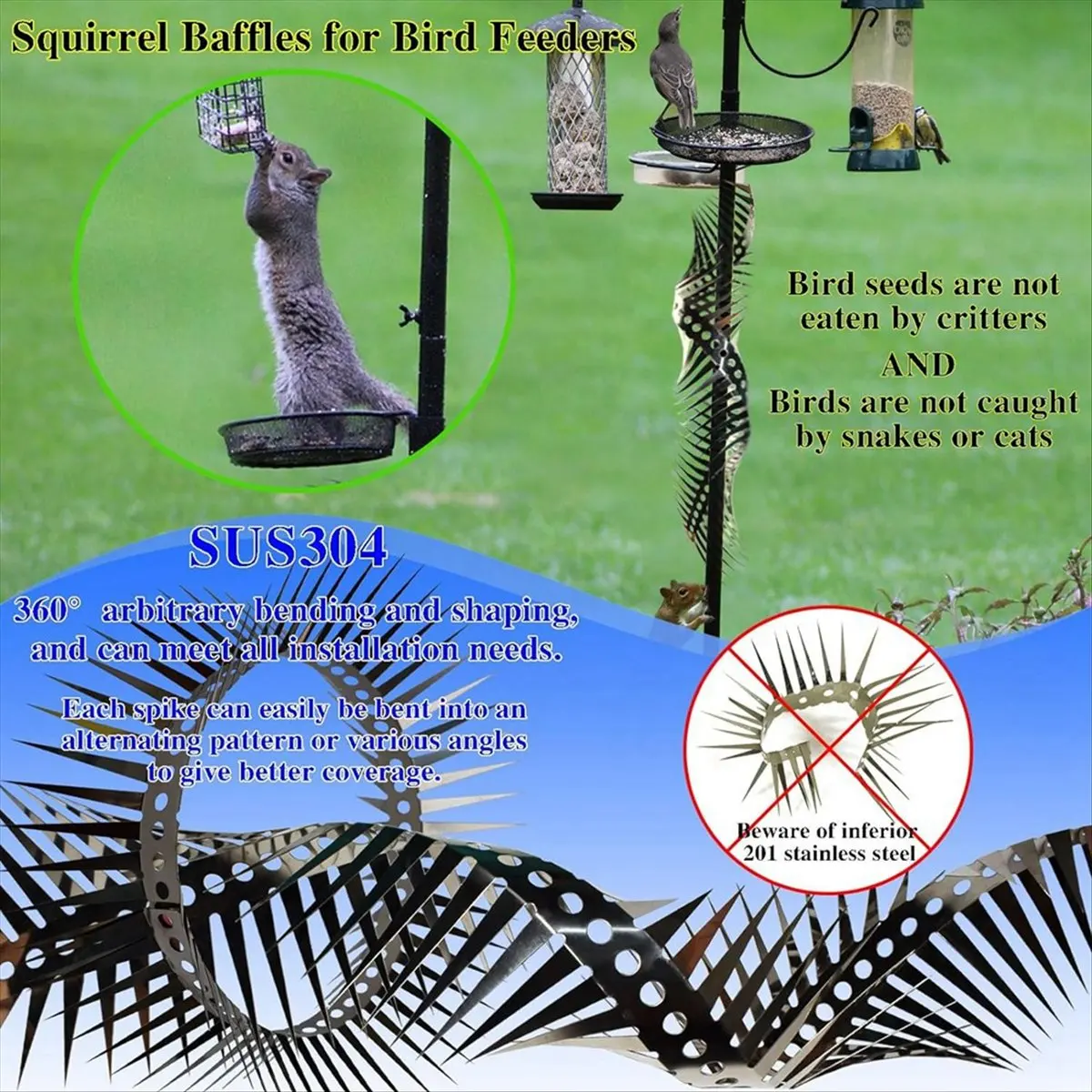 AB09 Anti Rat Snake Squirrel Baffle Blocks the Rat Crawling Natural Gas Water Pipe Air Conditioning Stab Cover Spikes 0.5m